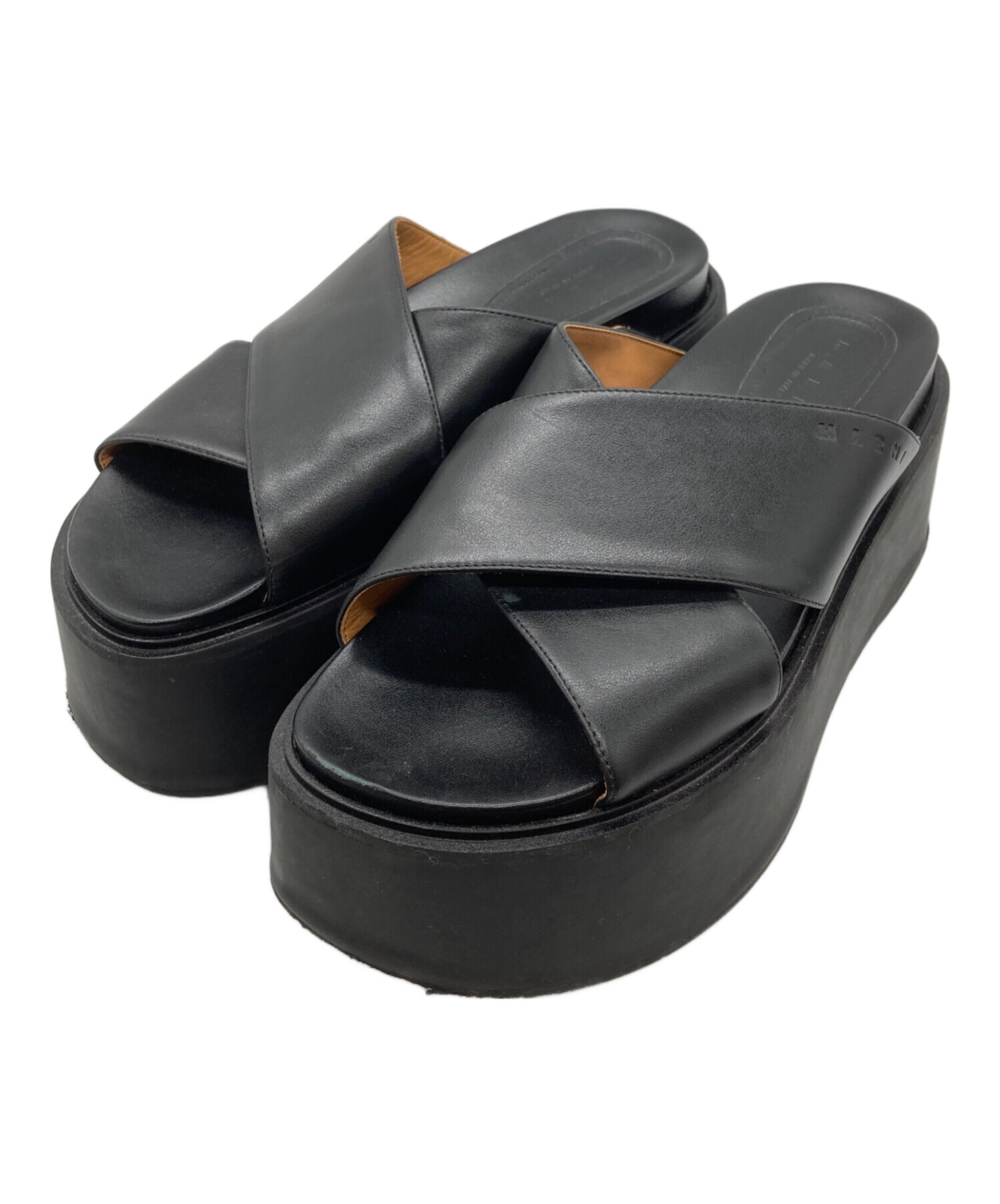 マルニ MARNI 36 23 フスベットサンダル クロスベルト ブラック 黒