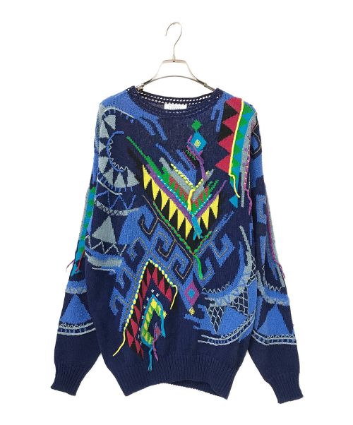 中古・古着通販】FICCE (フィッチェ) 総柄刺繍ニット ブルー サイズ:2