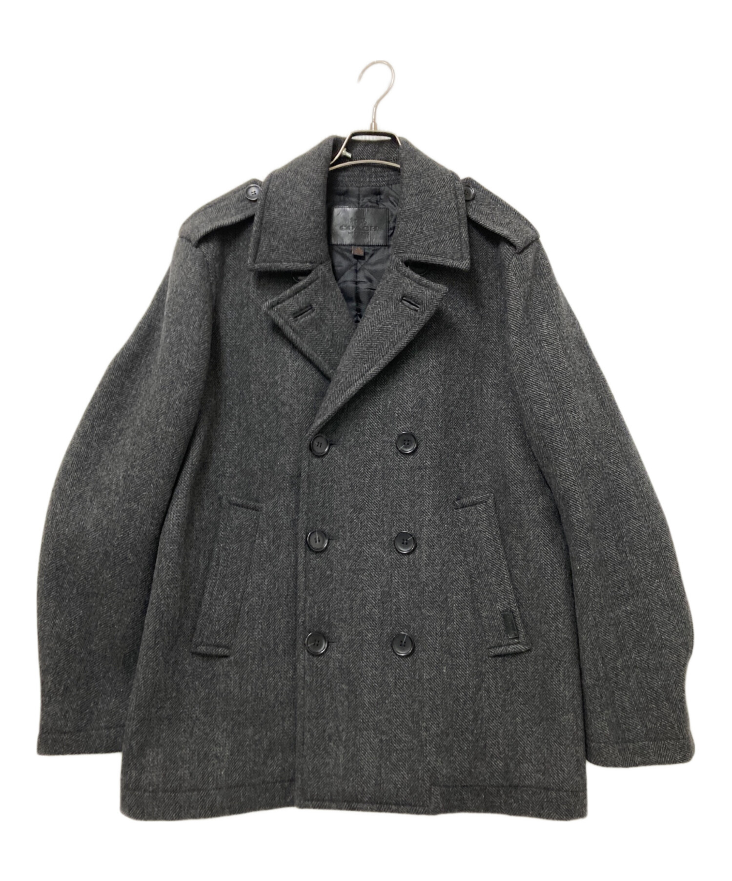 中古・古着通販】COACH (コーチ) ヘリンボーンPコート グレー サイズ:M