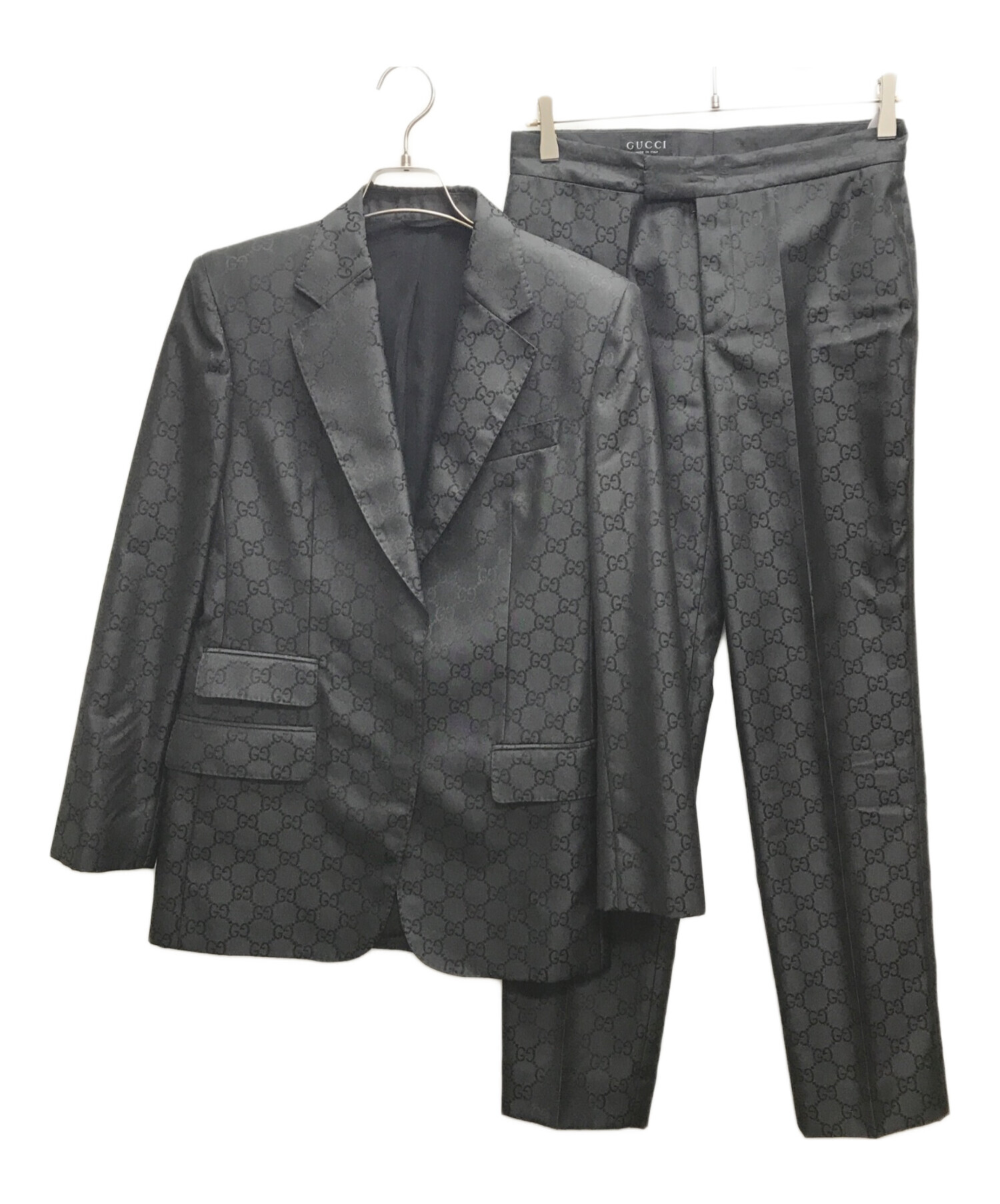 中古・古着通販】GUCCI (グッチ) GG柄セットアップスーツ ブラック