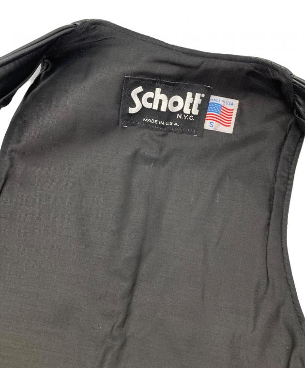 中古・古着通販】Schott (ショット) レザーベスト ブラック サイズ:S