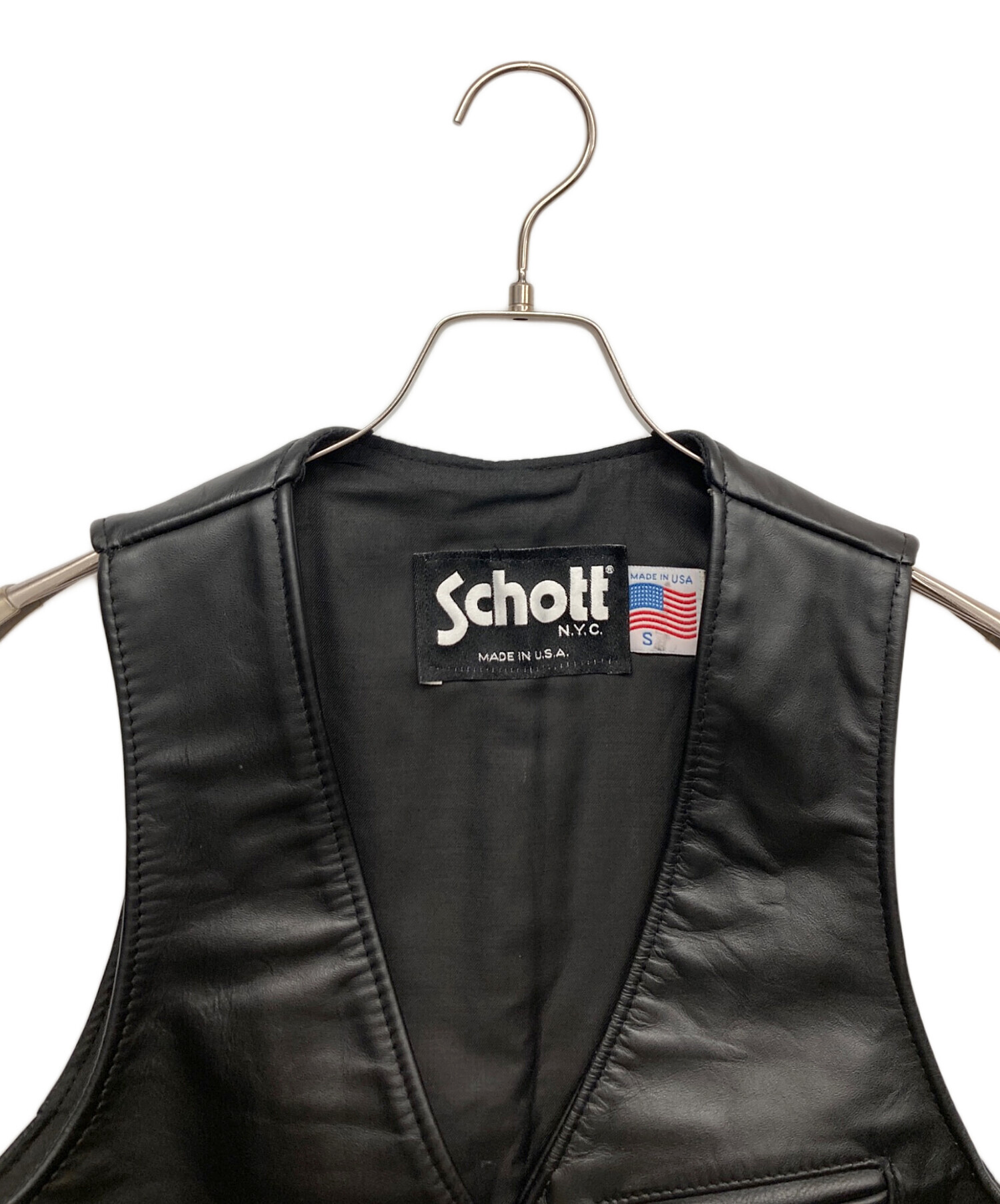 中古・古着通販】Schott (ショット) レザーベスト ブラック サイズ:S