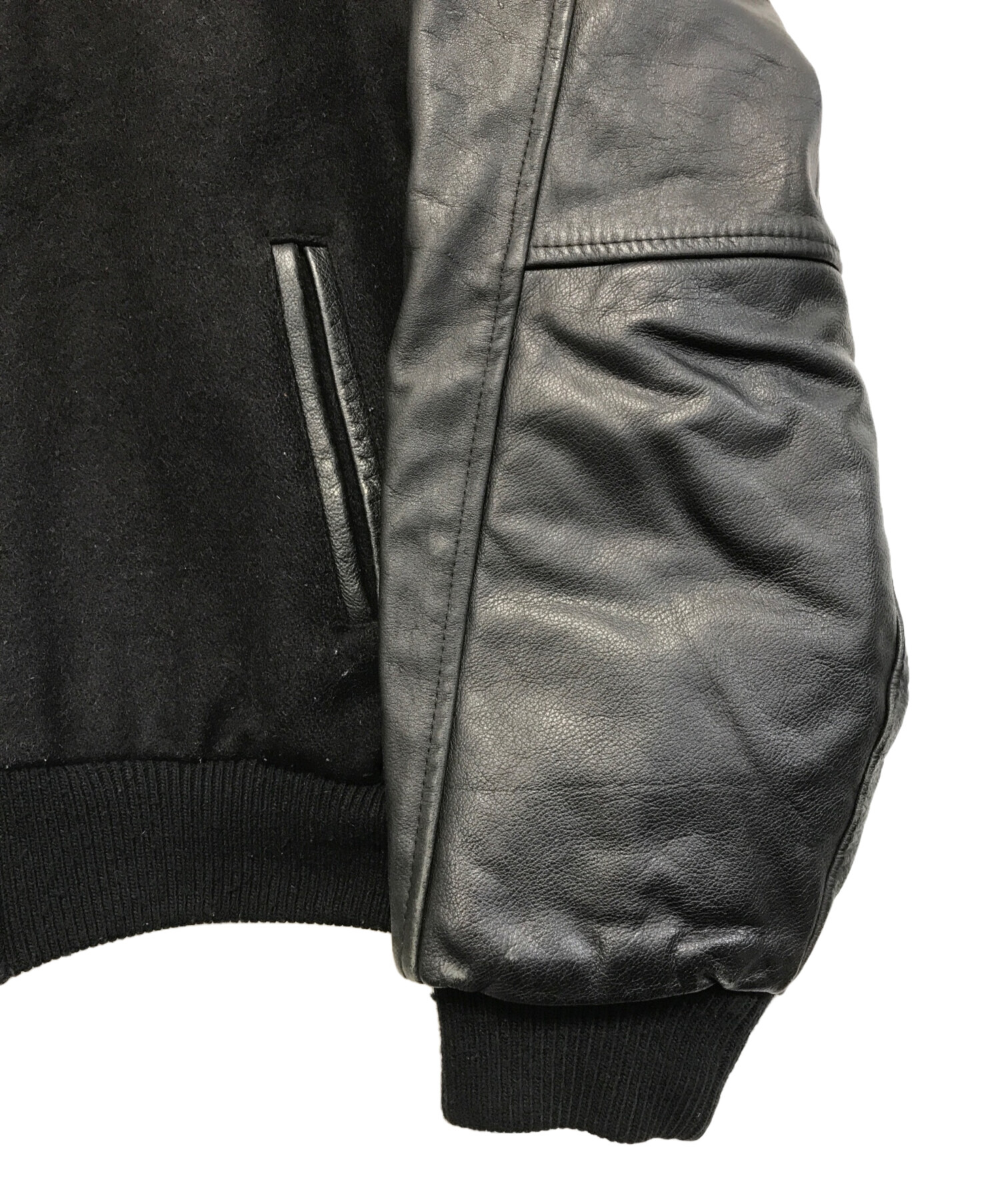 中古・古着通販】PORCHE (ポルシェ) レザー切替ウールスタジャン