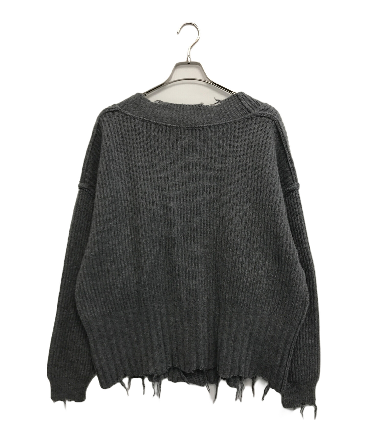 中古・古着通販】PERVERZE (パーバーズ) ダメージカーディガン グレー