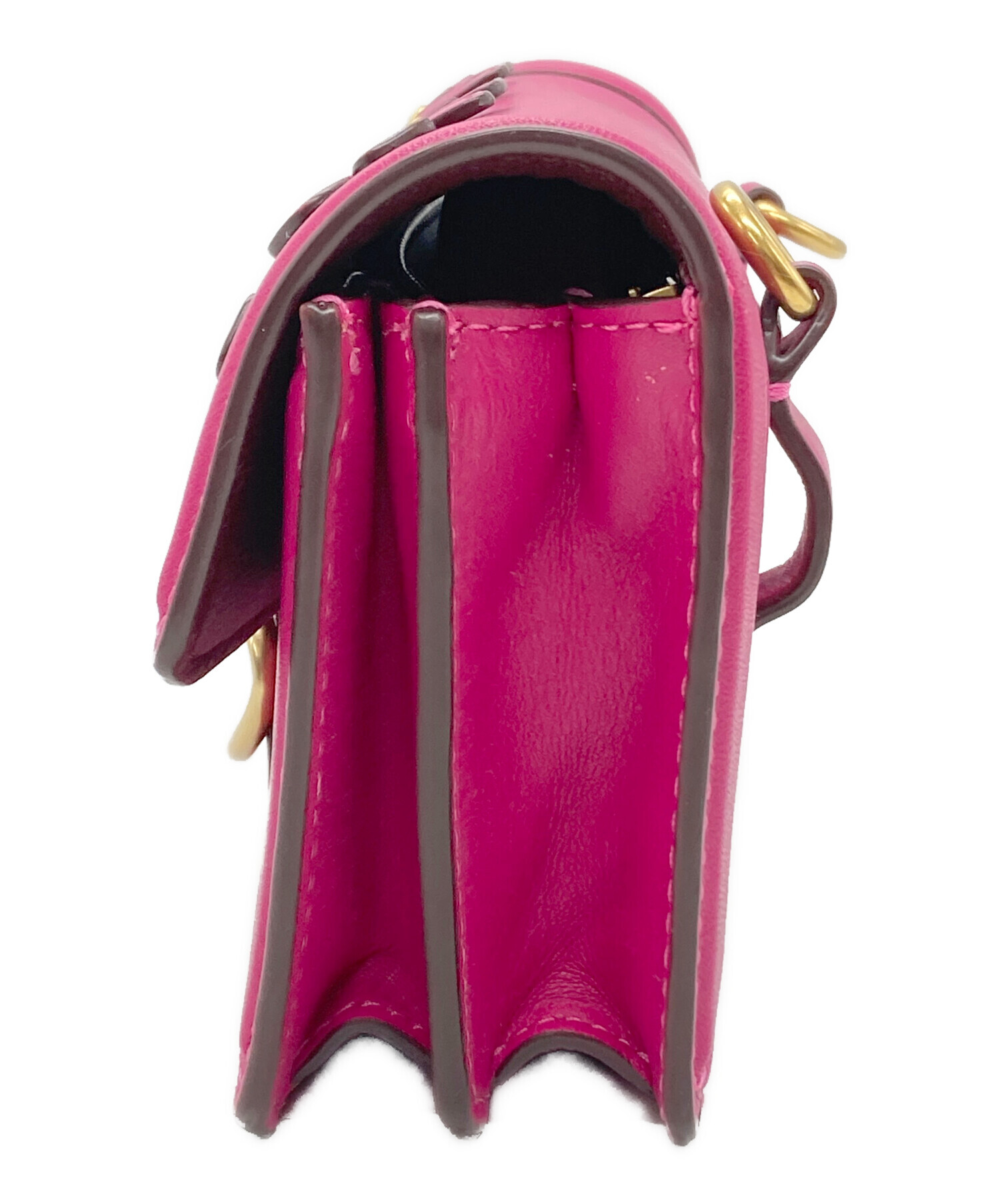 中古・古着通販】COACH (コーチ) 花柄レザーショルダーバッグ ピンク