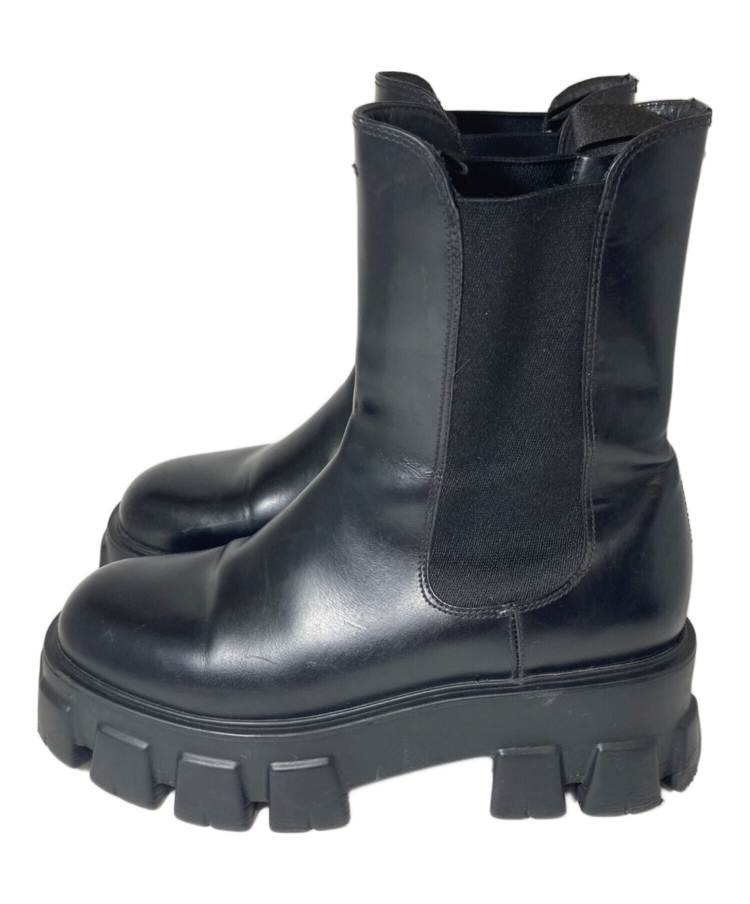 中古・古着通販】PRADA (プラダ) モノリスチェルシーブーツ ブラック