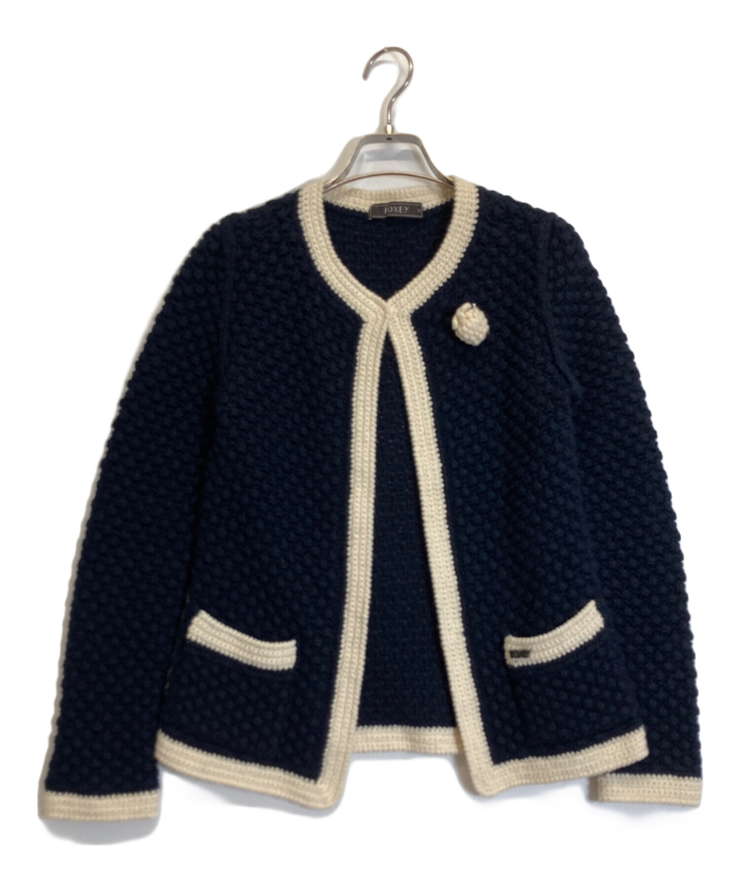 中古・古着通販】FOXEY (フォクシー) カシミヤ混カーディガン ネイビー