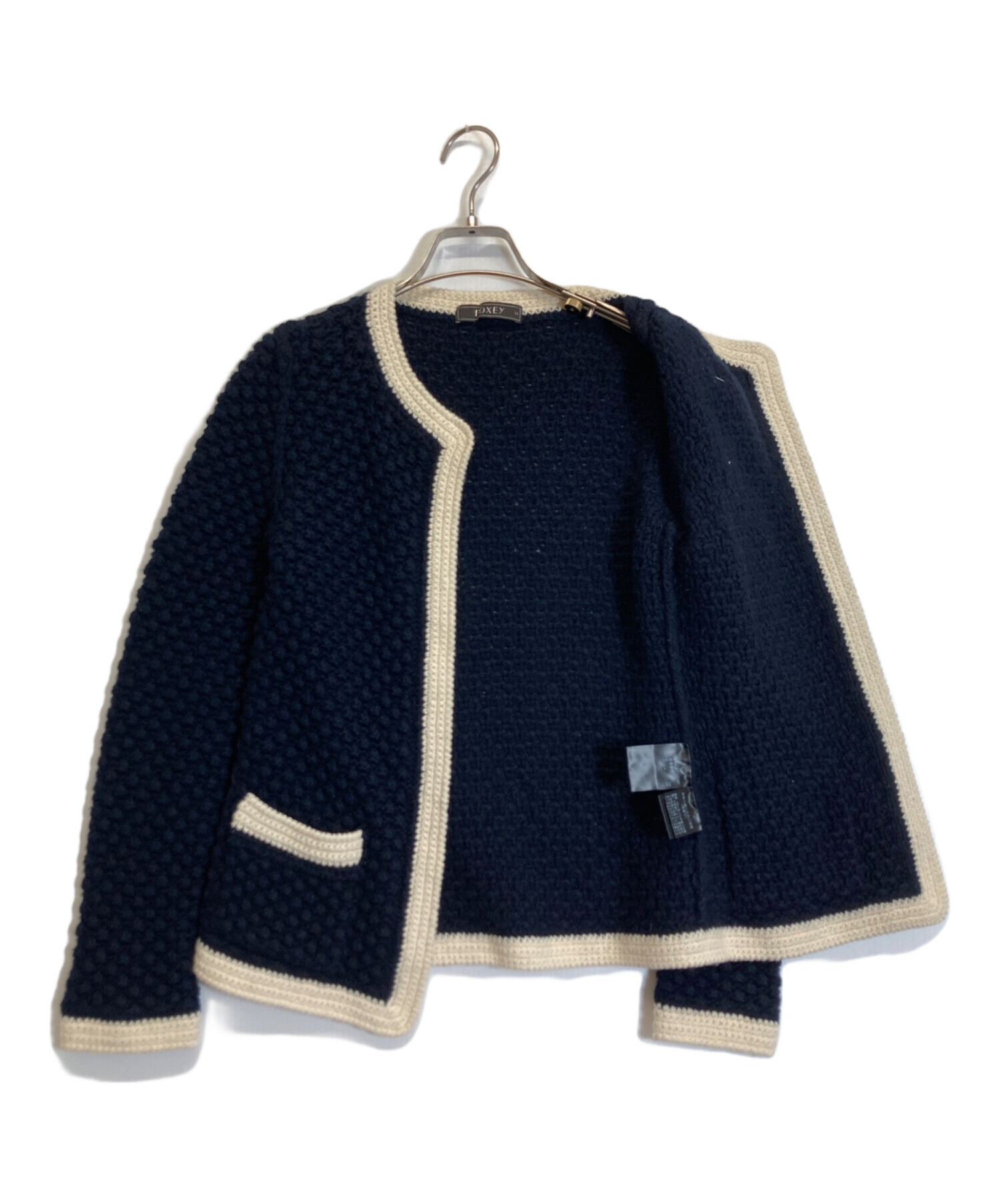 中古・古着通販】FOXEY (フォクシー) カシミヤ混カーディガン ネイビー