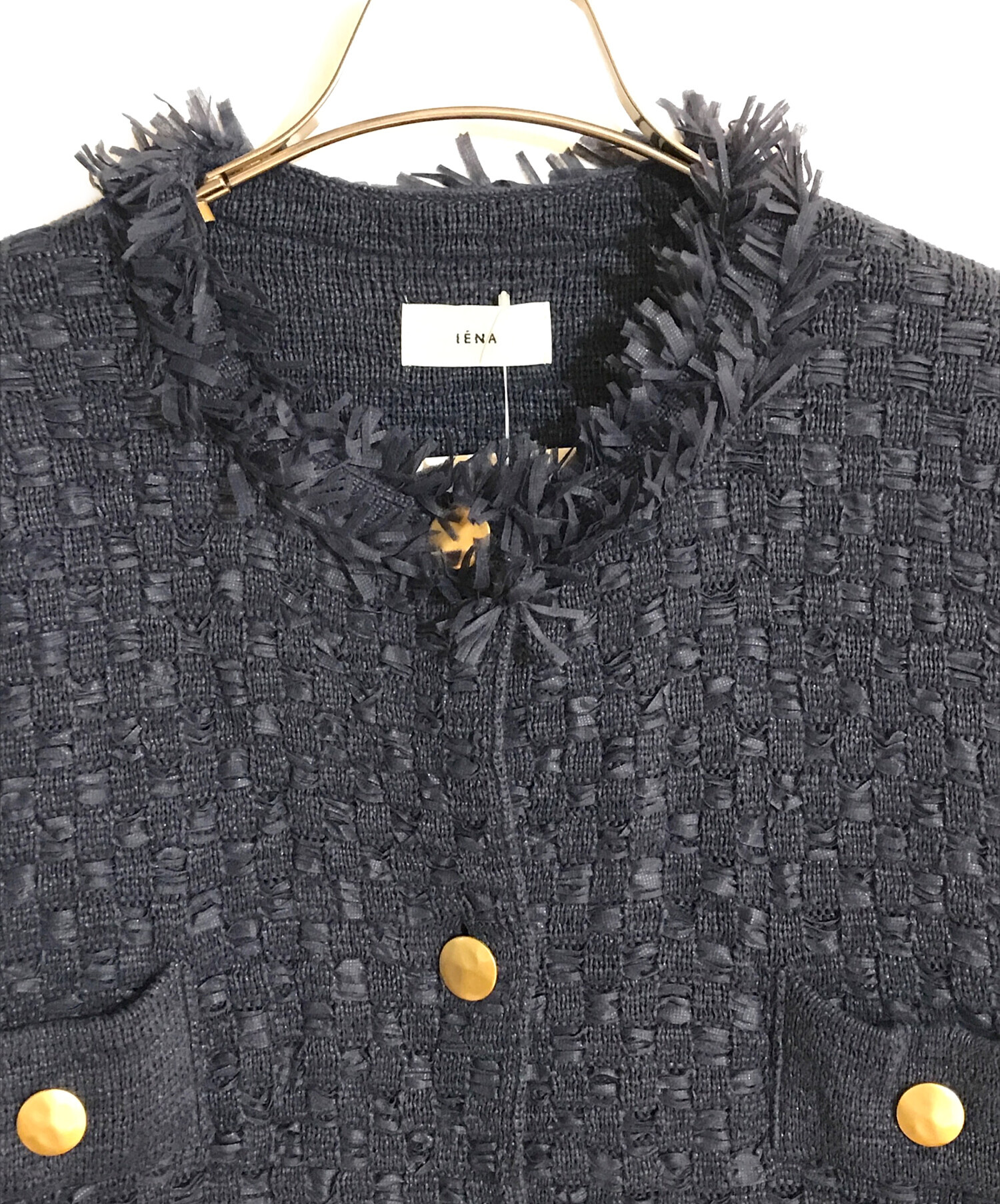 中古・古着通販】IENA (イエナ) ツイードニットジャケット ネイビー