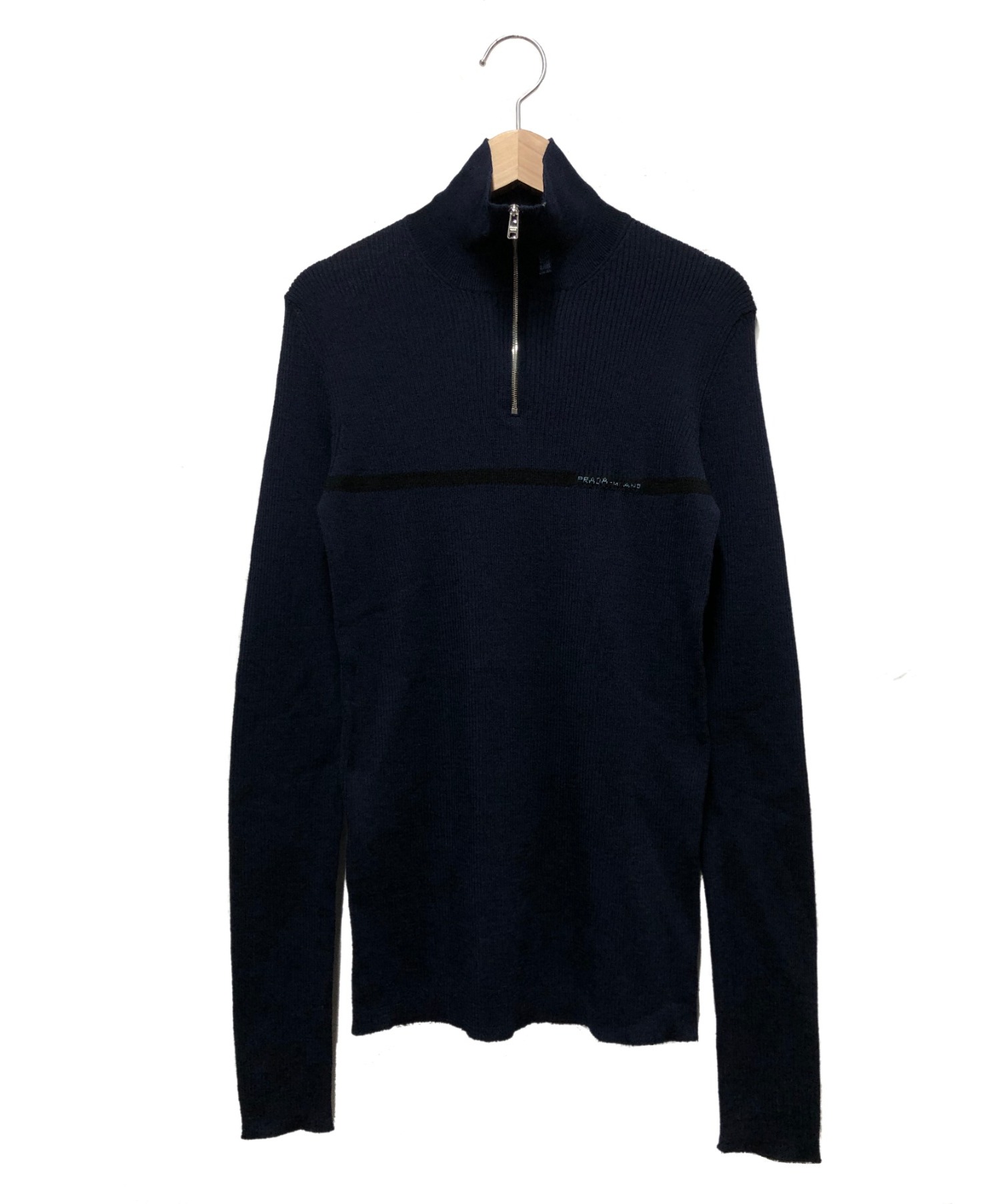 中古・古着通販】PRADA (プラダ) ハーフジップニット ネイビー サイズ