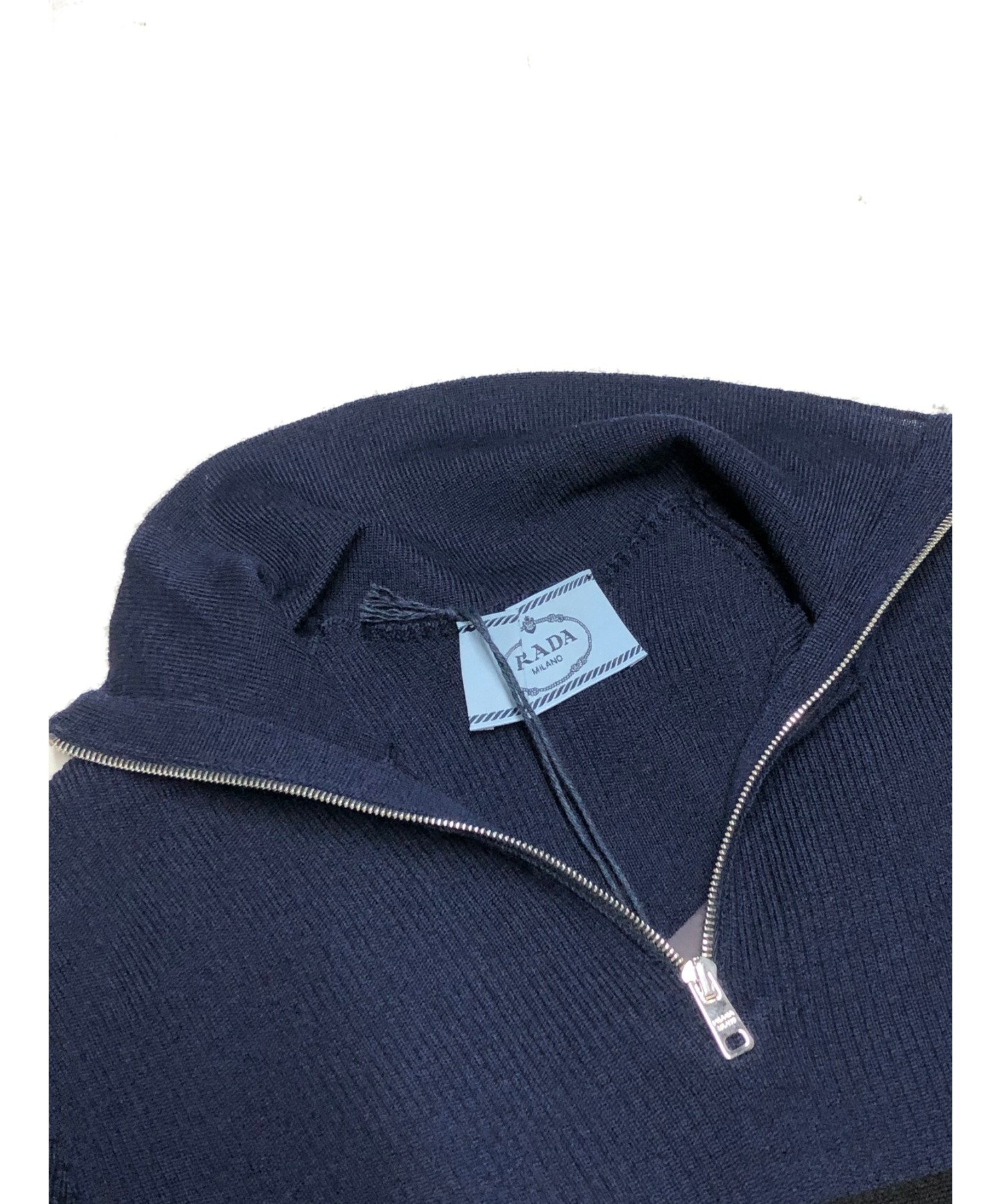中古・古着通販】PRADA (プラダ) ハーフジップニット ネイビー サイズ
