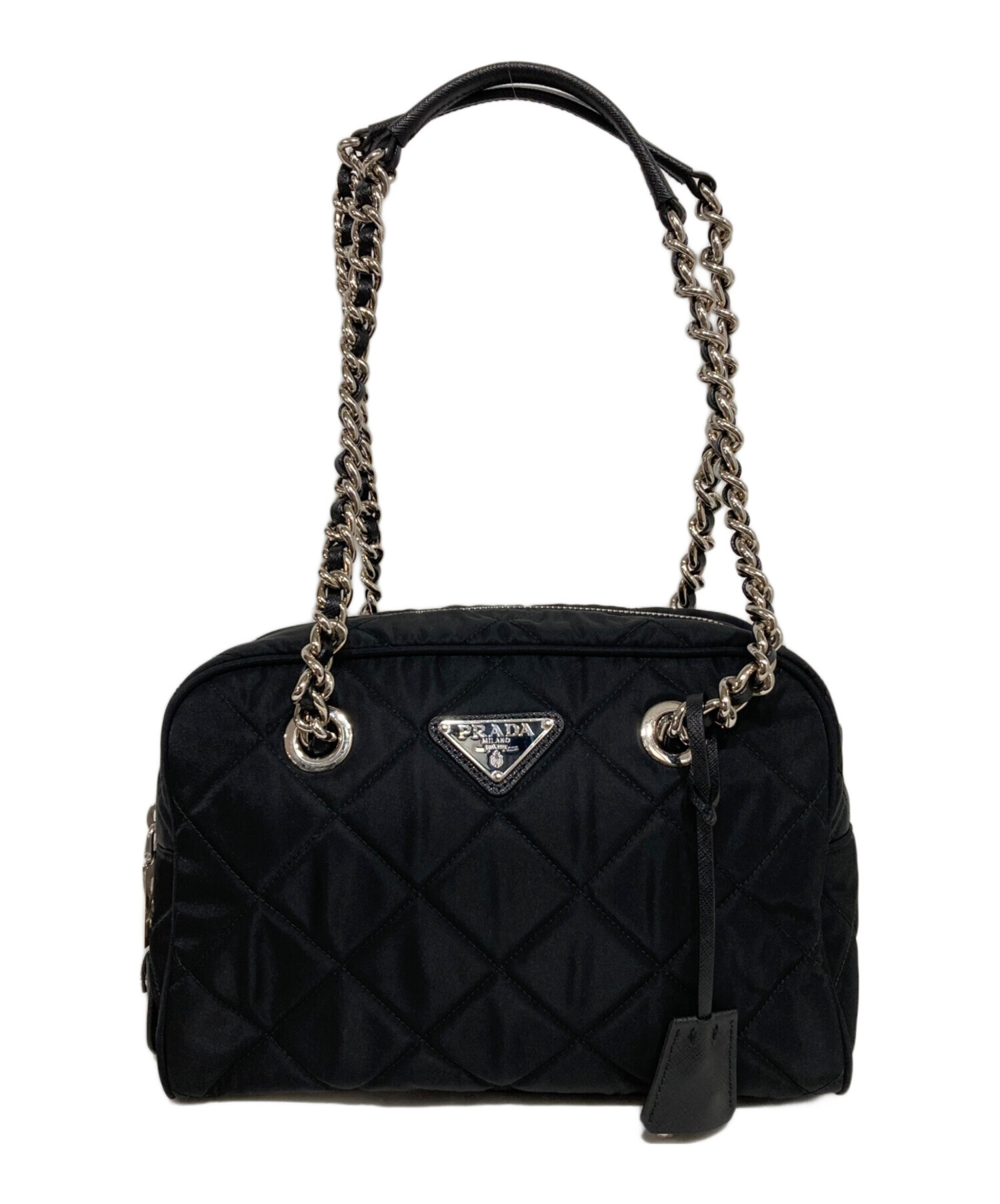 中古・古着通販】PRADA (プラダ) キルティングチェーンバッグ ブラック