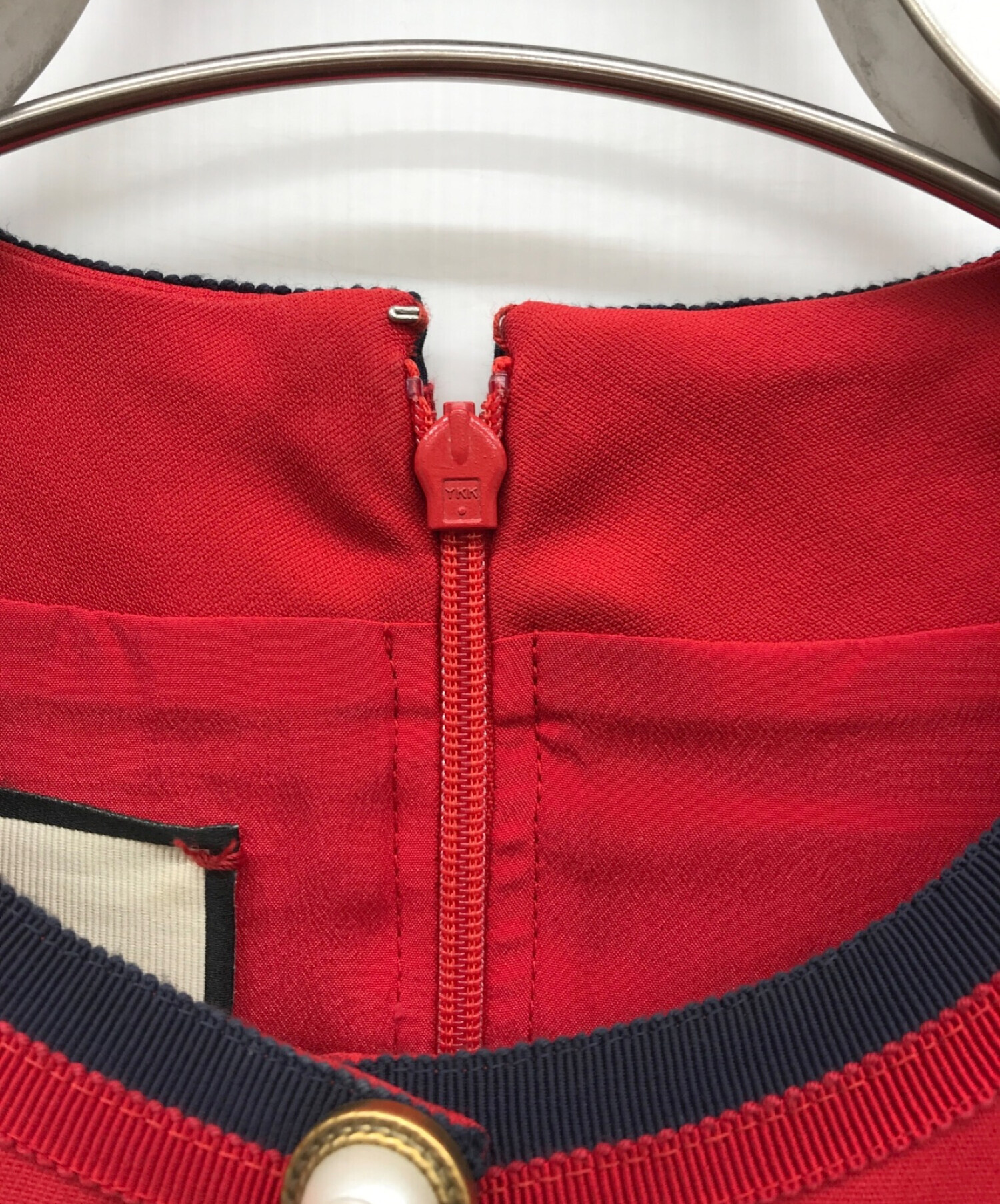 中古・古着通販】GUCCI (グッチ) 半袖ワンピース レッド サイズ:40