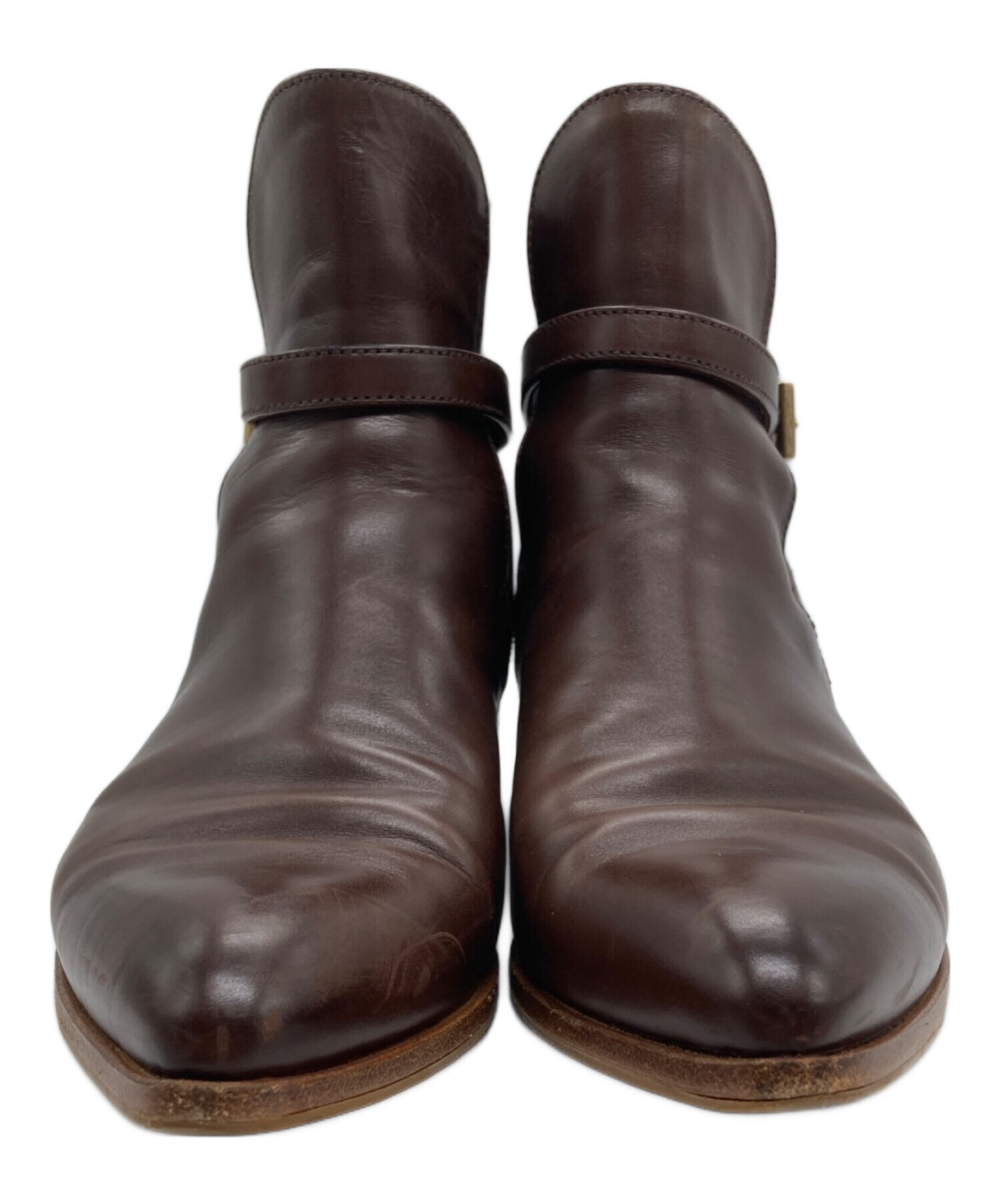 中古・古着通販】PRADA (プラダ) レザーショートブーツ ブラウン