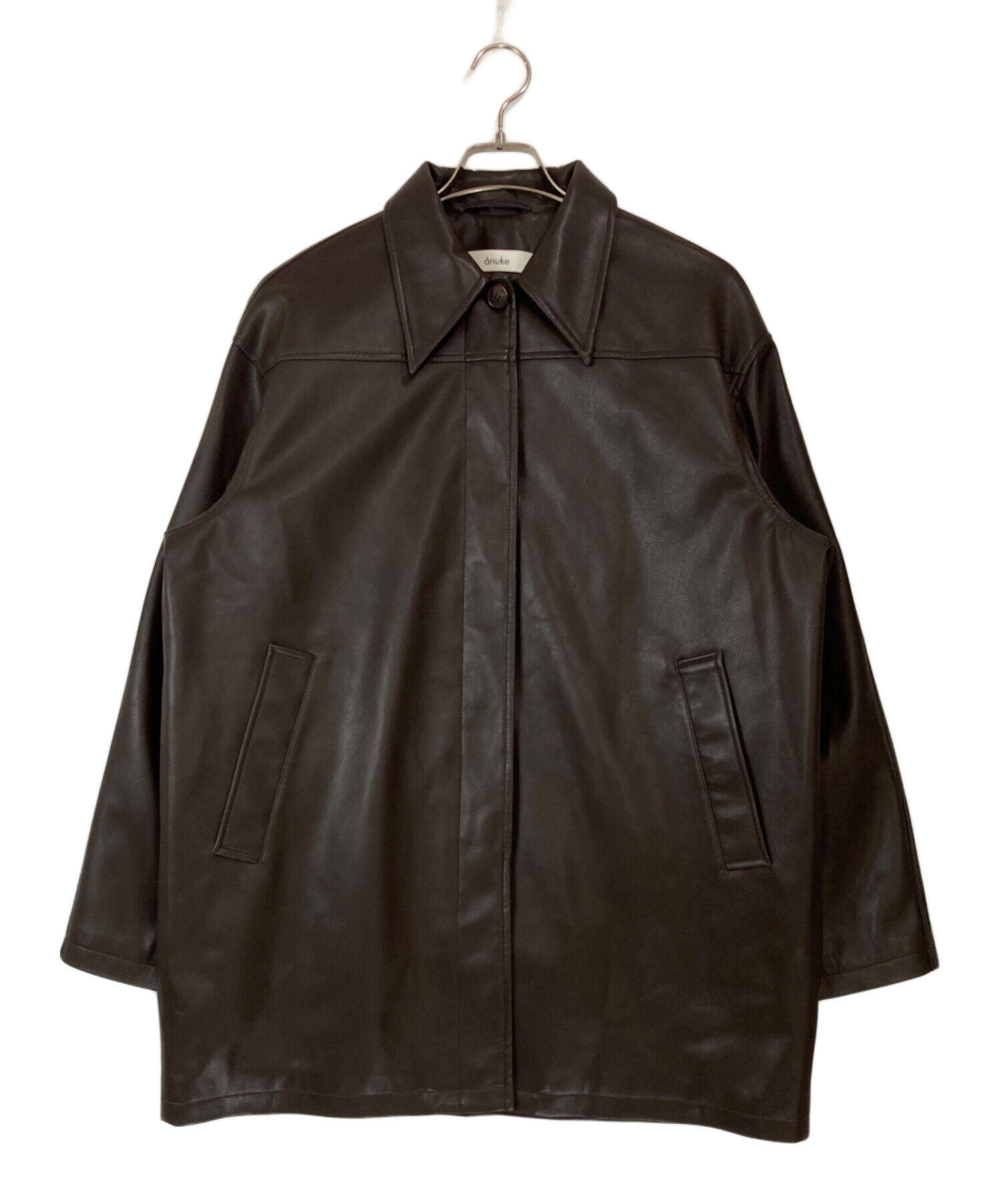 中古・古着通販】ANUKE (アンヌーク) Ecoleather Over Jacket ブラウン