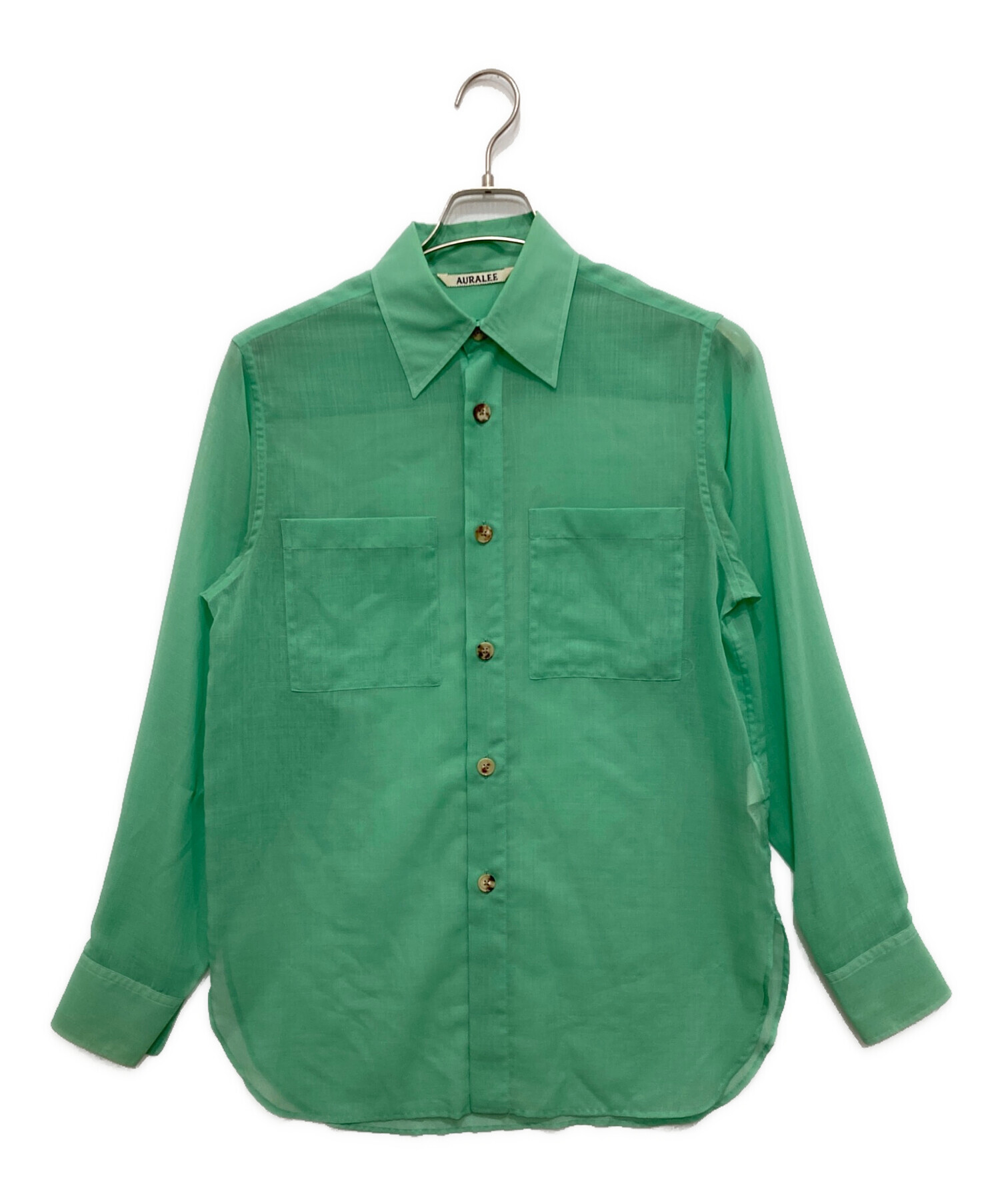 中古・古着通販】AURALEE (オーラリー) シアークロスシャツ グリーン