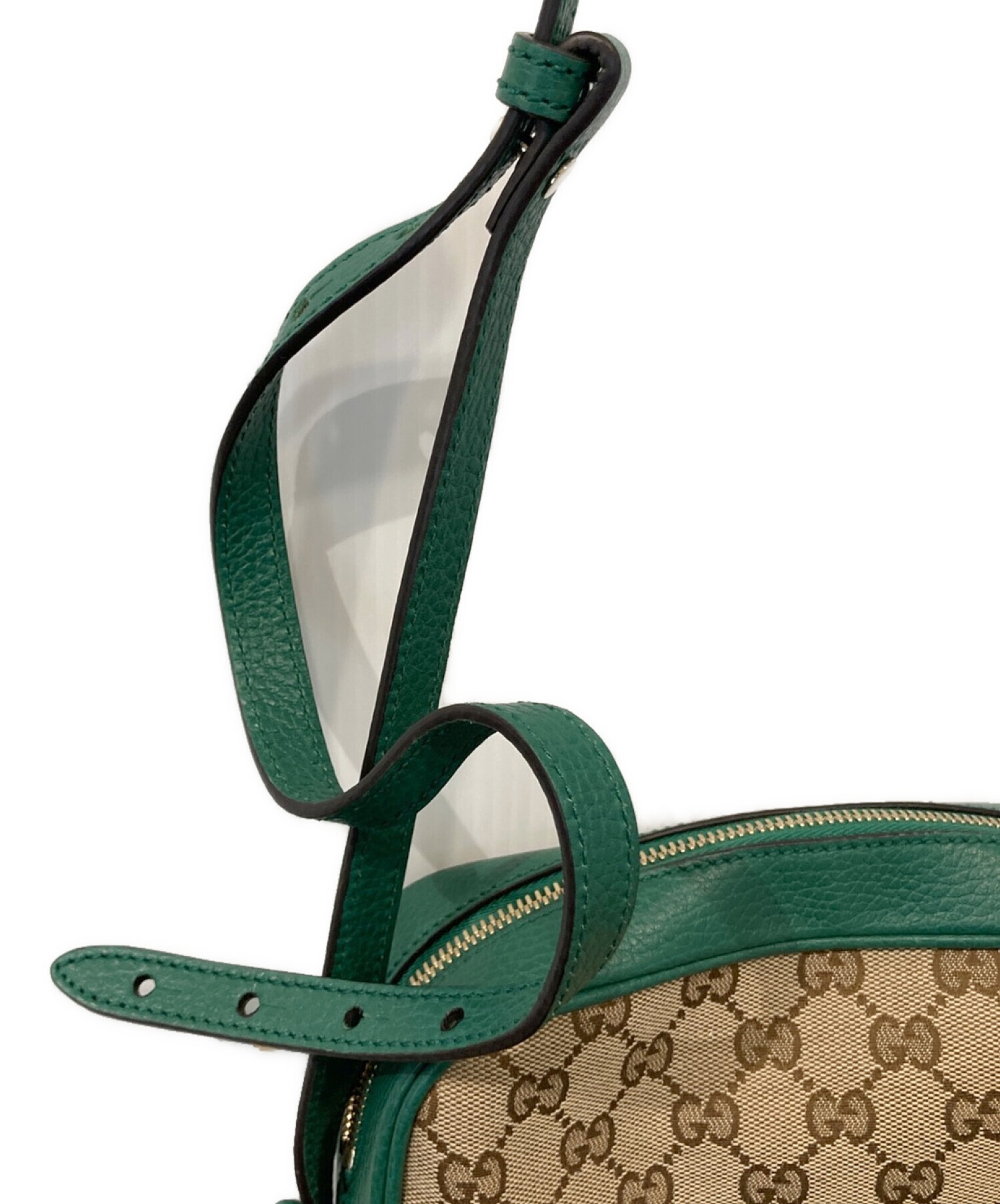 中古・古着通販】GUCCI (グッチ) ショルダーバッグ グリーン×ベージュ