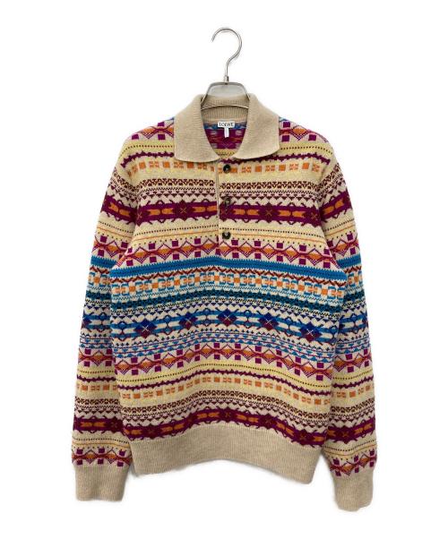 中古・古着通販】LOEWE (ロエベ) ウールジャカードポロニット マルチ