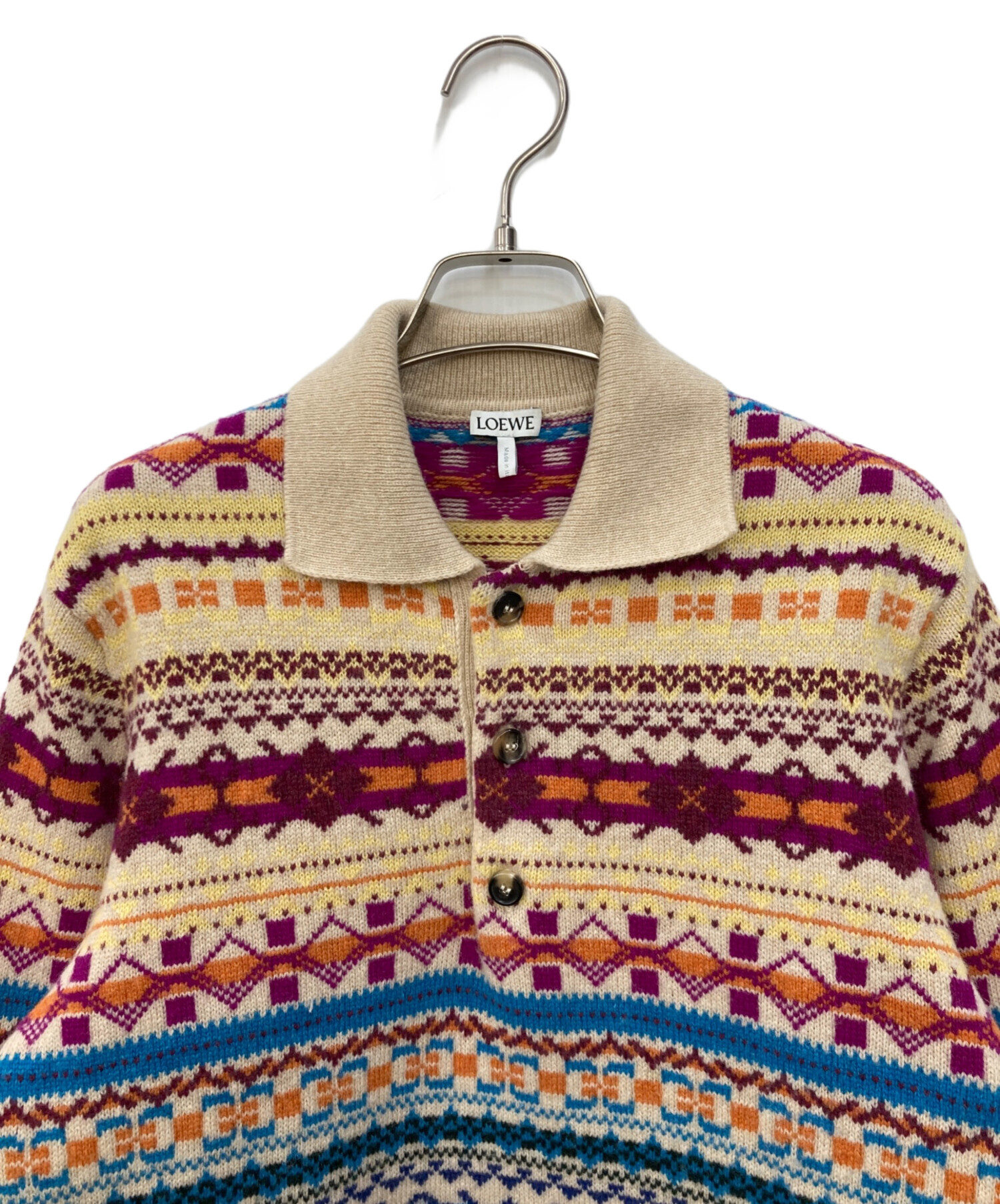 中古・古着通販】LOEWE (ロエベ) ウールジャカードポロニット マルチ