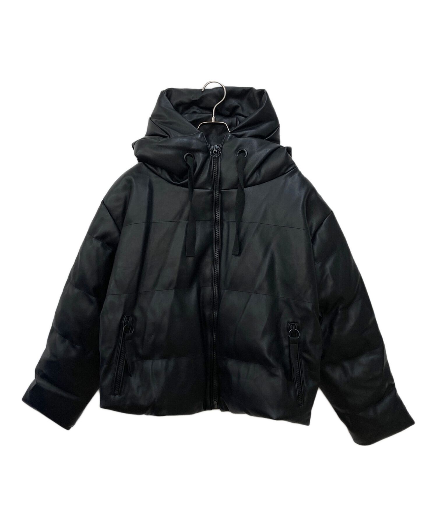 中古・古着通販】ZARA (ザラ) フェイクレザーパフジャケット ブラック