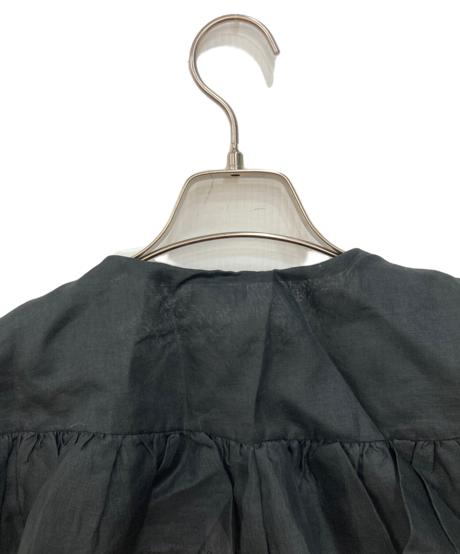 中古・古着通販】Heriter (エリテ) フリルカラーブラウス ブラック