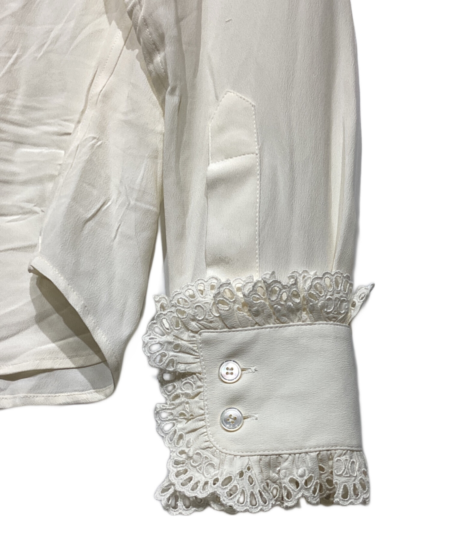 中古・古着通販】CELINE (セリーヌ) シルクフリルブラウス2C06A008D