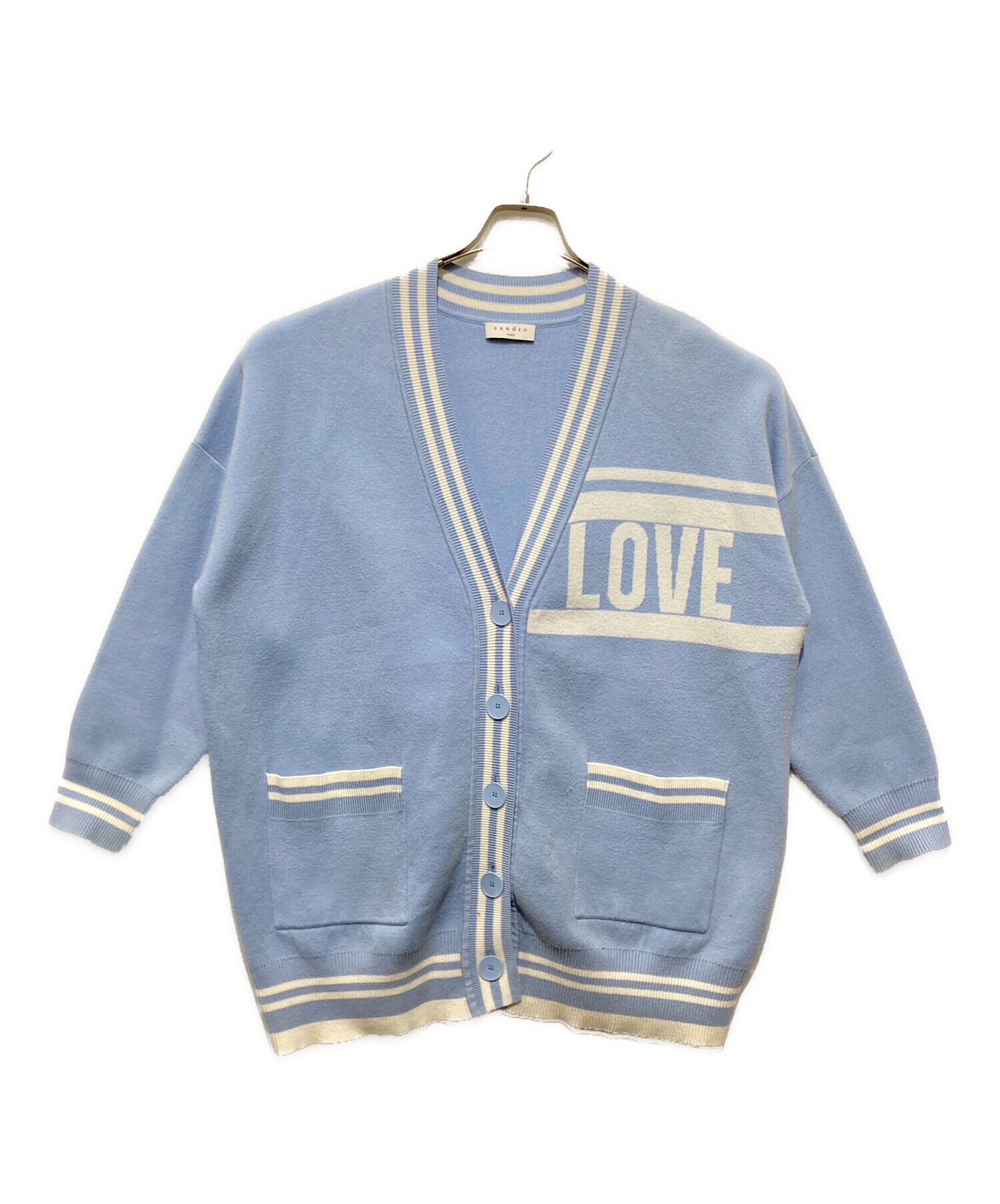 中古・古着通販】Sandro (サンドロ) ラインカーディガン ブルー サイズ