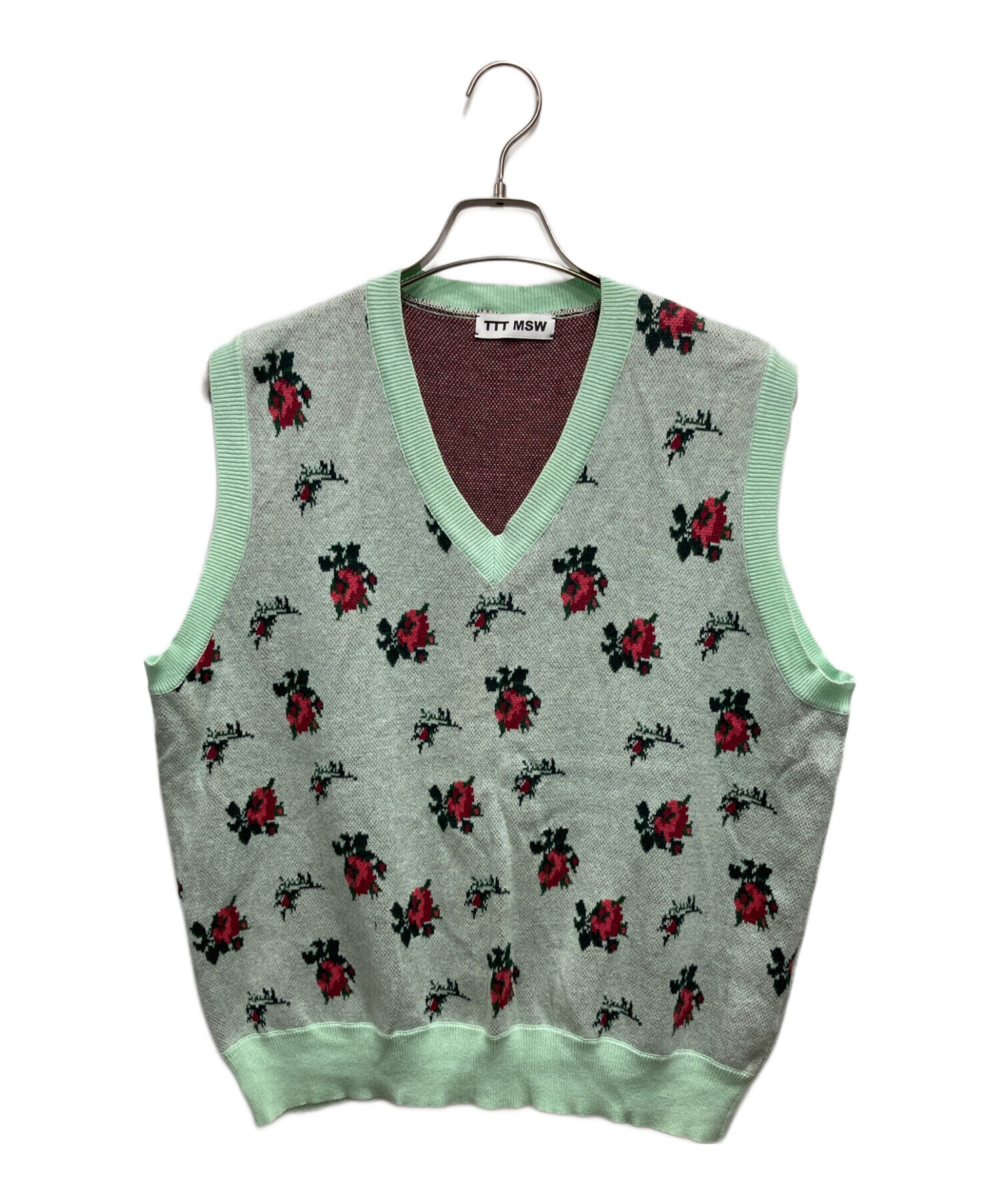 中古・古着通販】TTT MSW (ティー) フラワーニットベスト グリーン