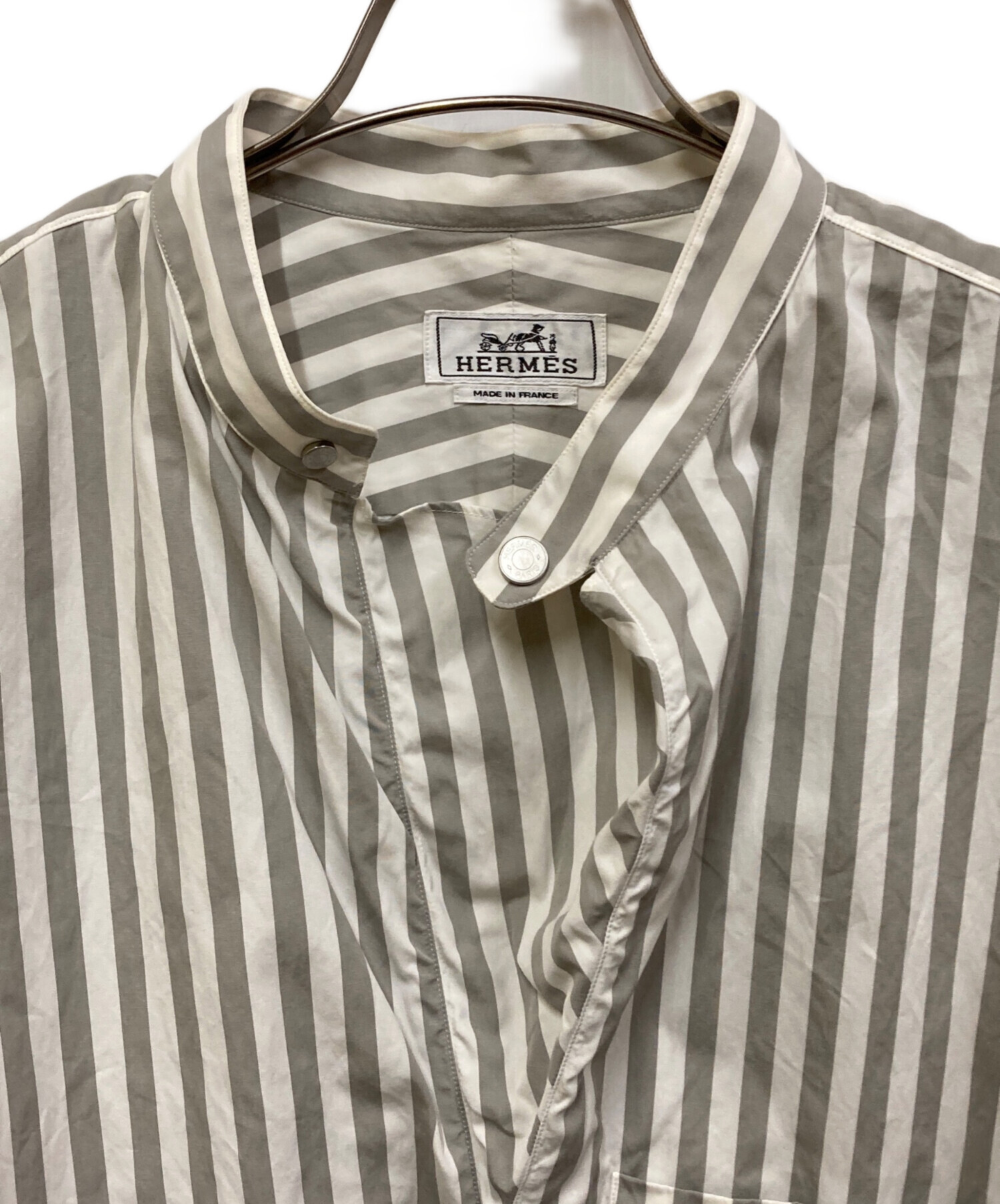 中古・古着通販】HERMES (エルメス) セリエボタンノーカラーシャツ