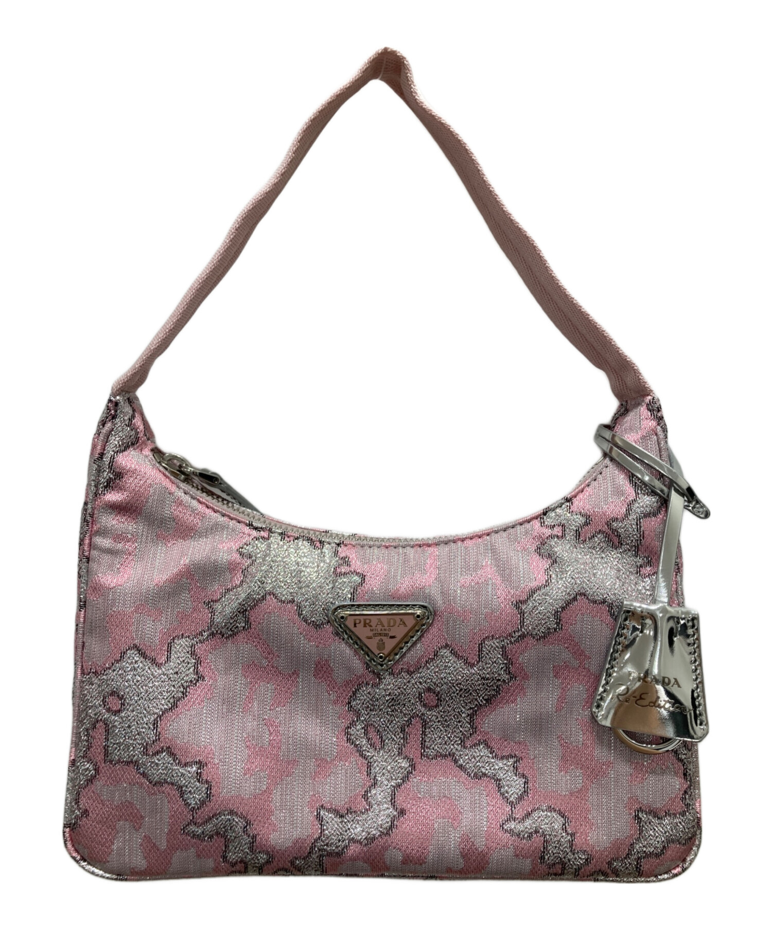 中古・古着通販】PRADA (プラダ) トライアングルロゴミニバッグ ピンク