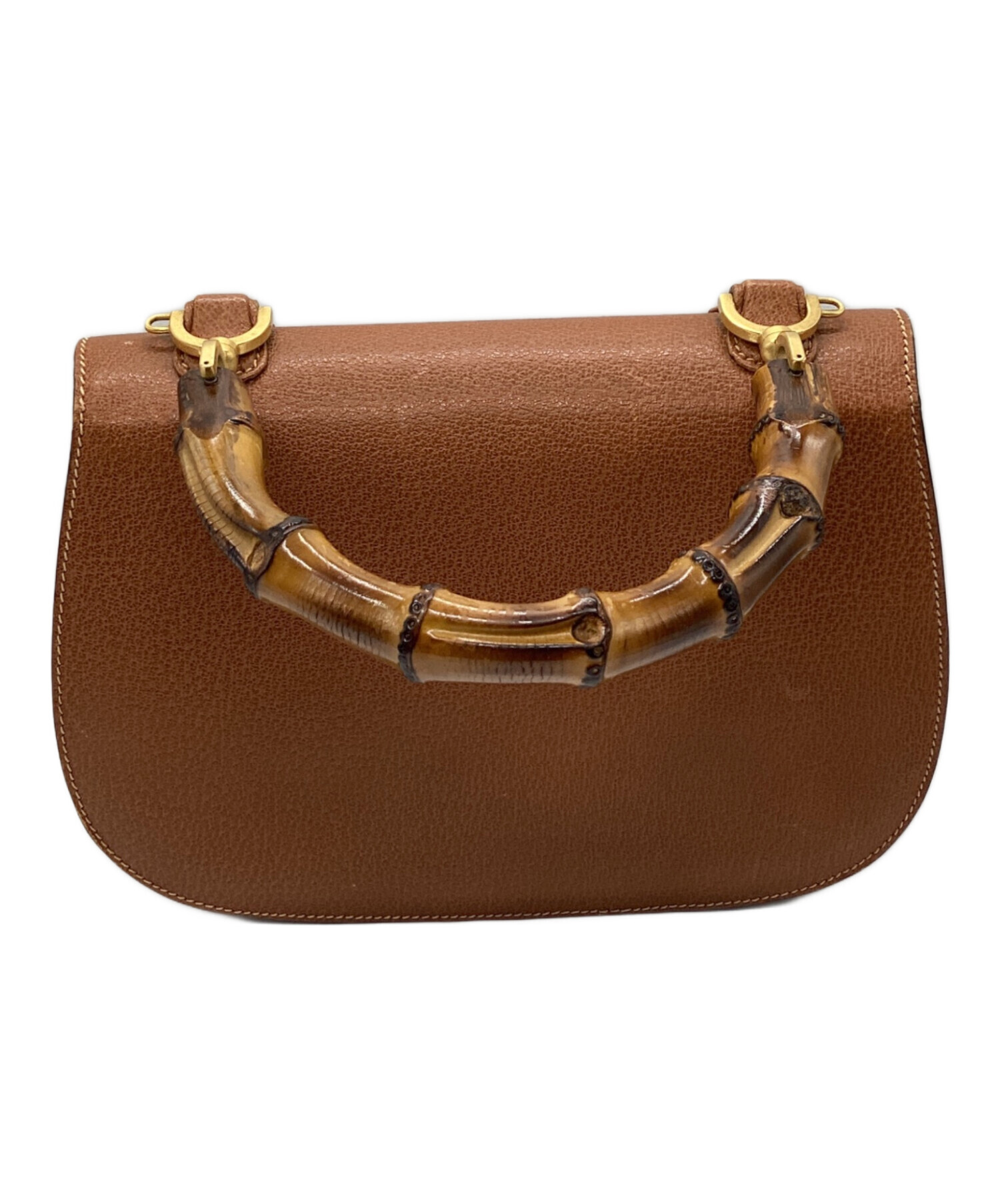 中古・古着通販】GUCCI (グッチ) バンブーターンロックバッグ ブラウン