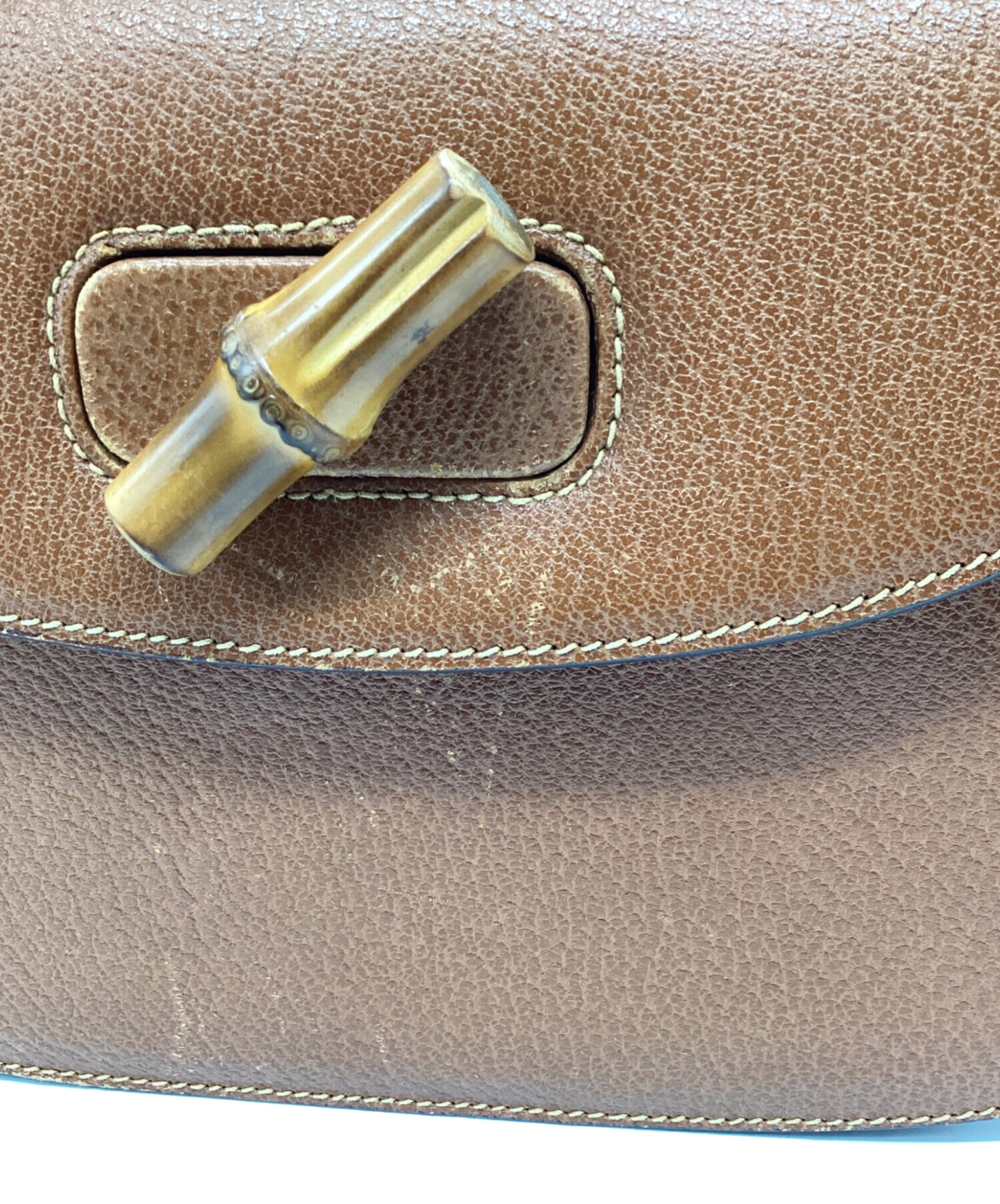 中古・古着通販】GUCCI (グッチ) バンブーターンロックバッグ ブラウン