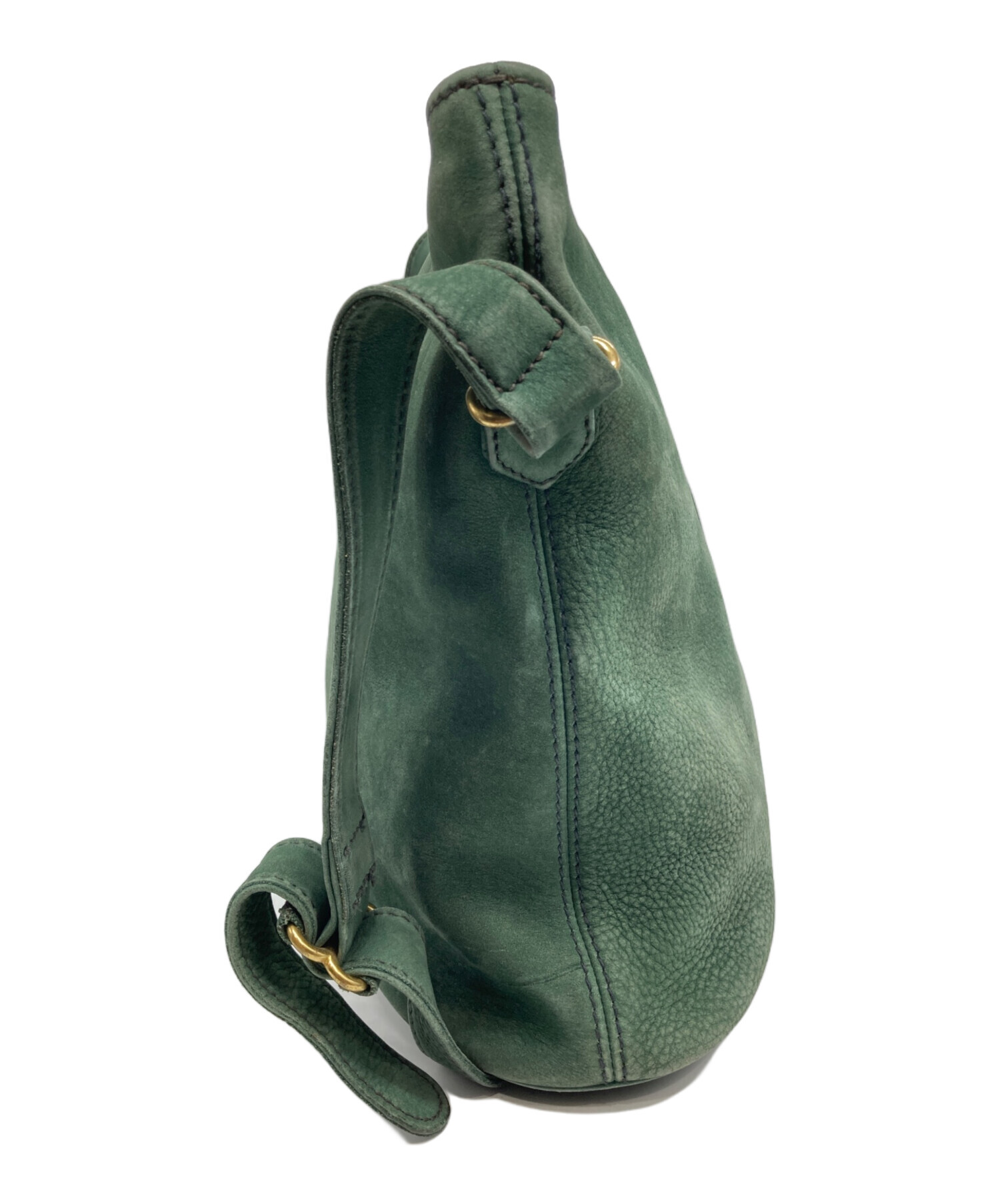 中古・古着通販】COACH (コーチ) スエードショルダーバッグ グリーン