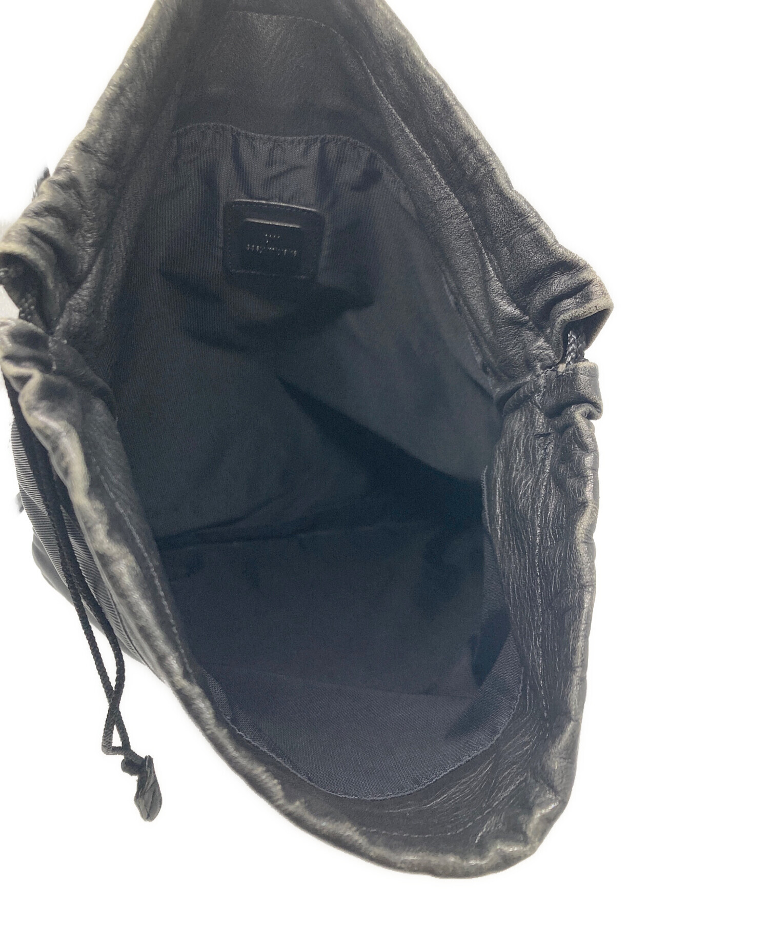 中古・古着通販】ISSEY MIYAKE (イッセイミヤケ) レザーナイロン巾着