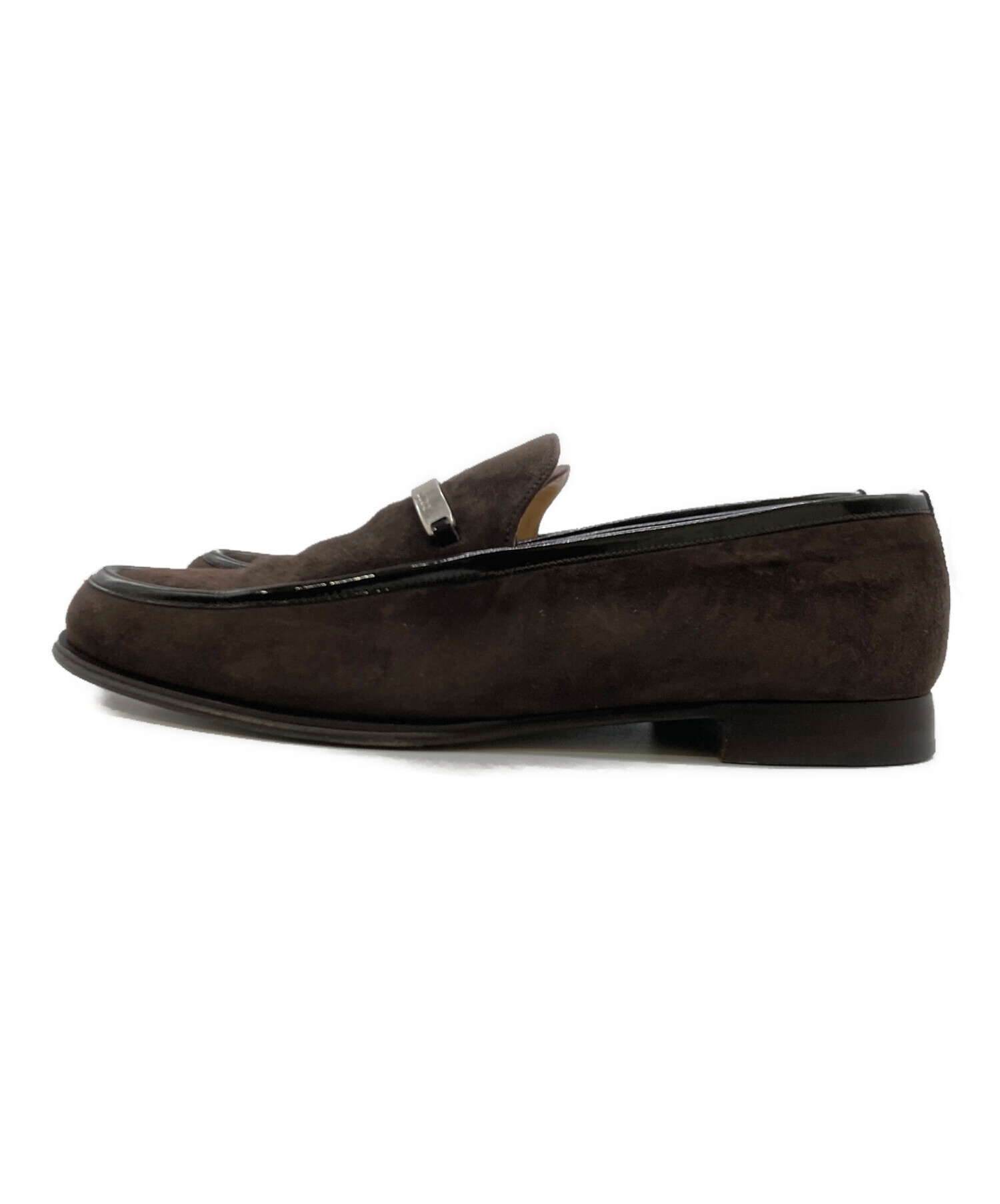 中古・古着通販】GUCCI (グッチ) スウェードロゴプレートローファー