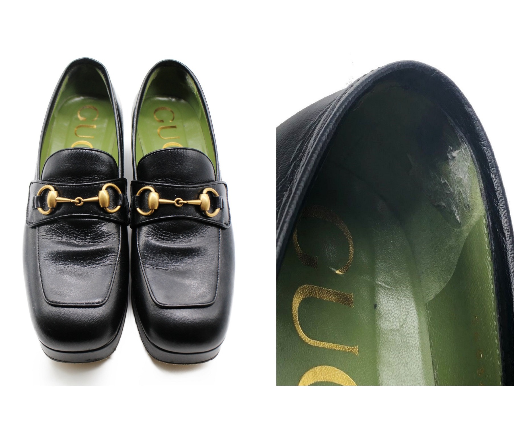 中古・古着通販】GUCCI (グッチ) ホースビットローファー ブラック