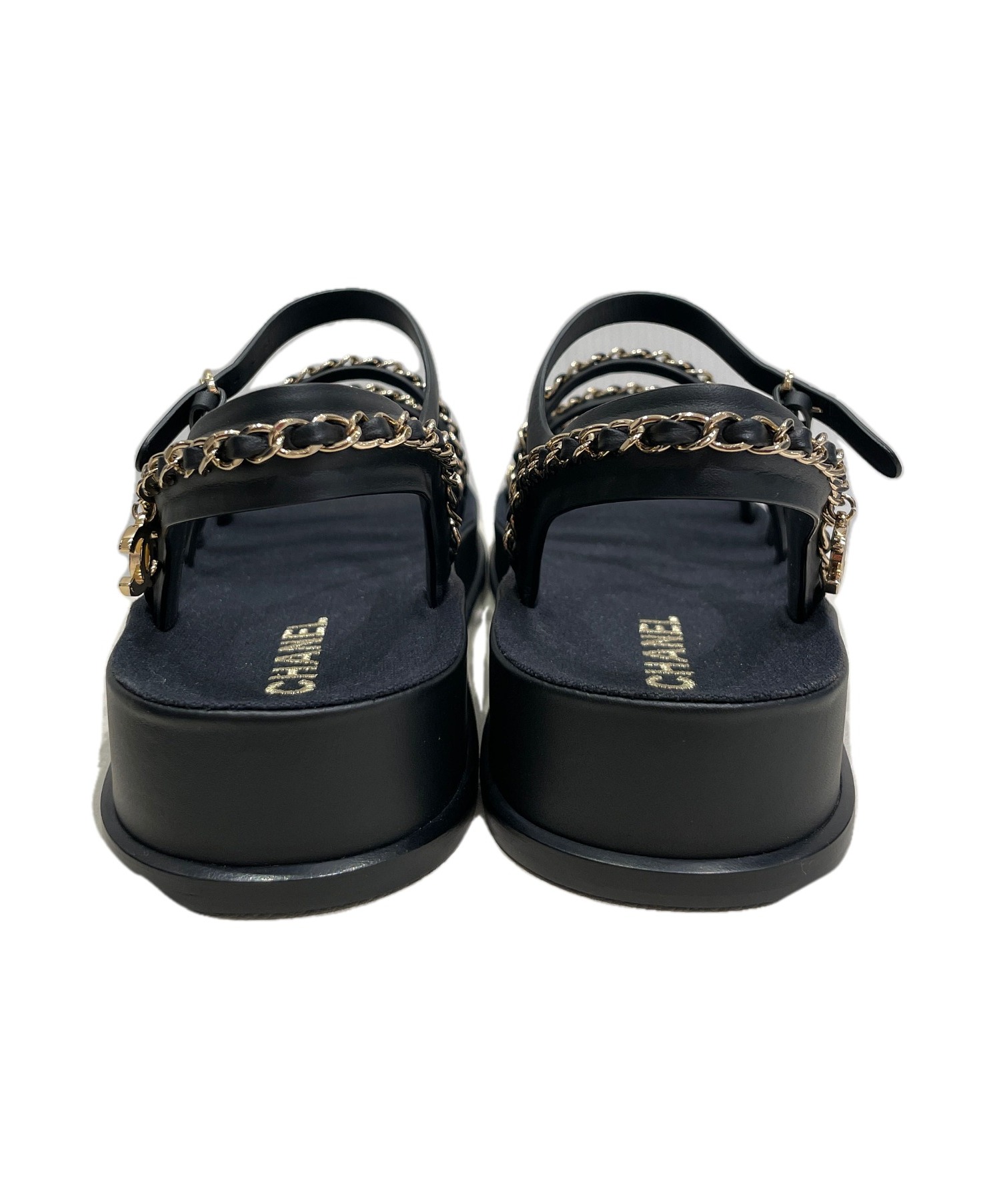 中古・古着通販】CHANEL (シャネル) チェーンサンダル ブラック サイズ