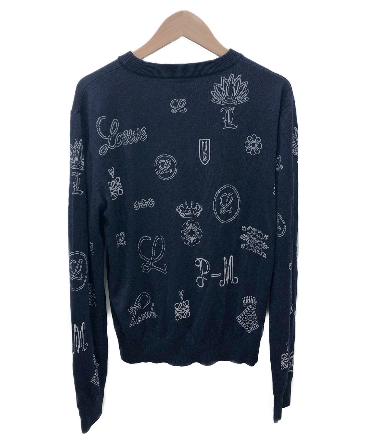 中古・古着通販】LOEWE (ロエベ) 総柄ニット ネイビー サイズ:M