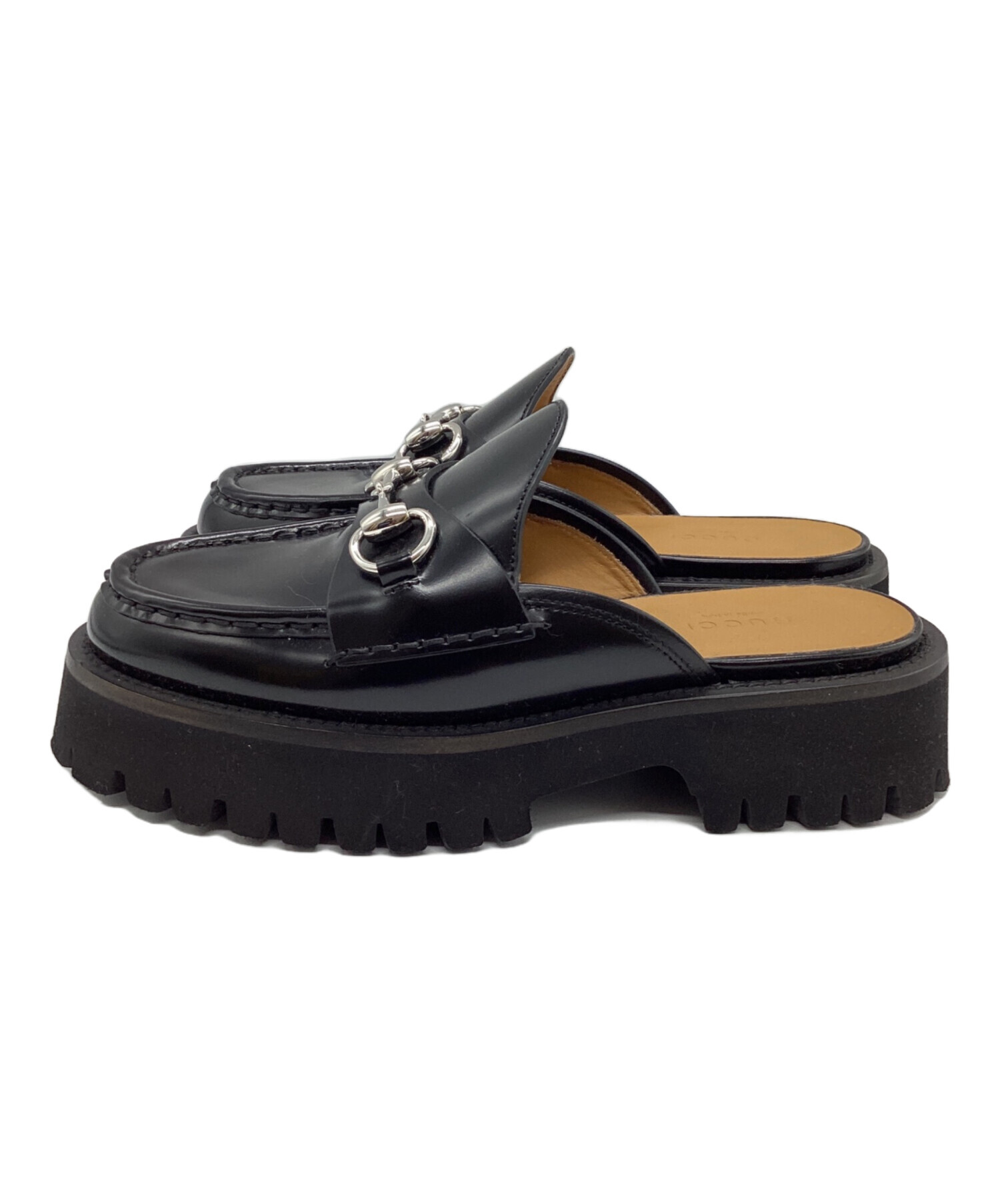 中古・古着通販】GUCCI (グッチ) ホースビットレザーミュール ブラック