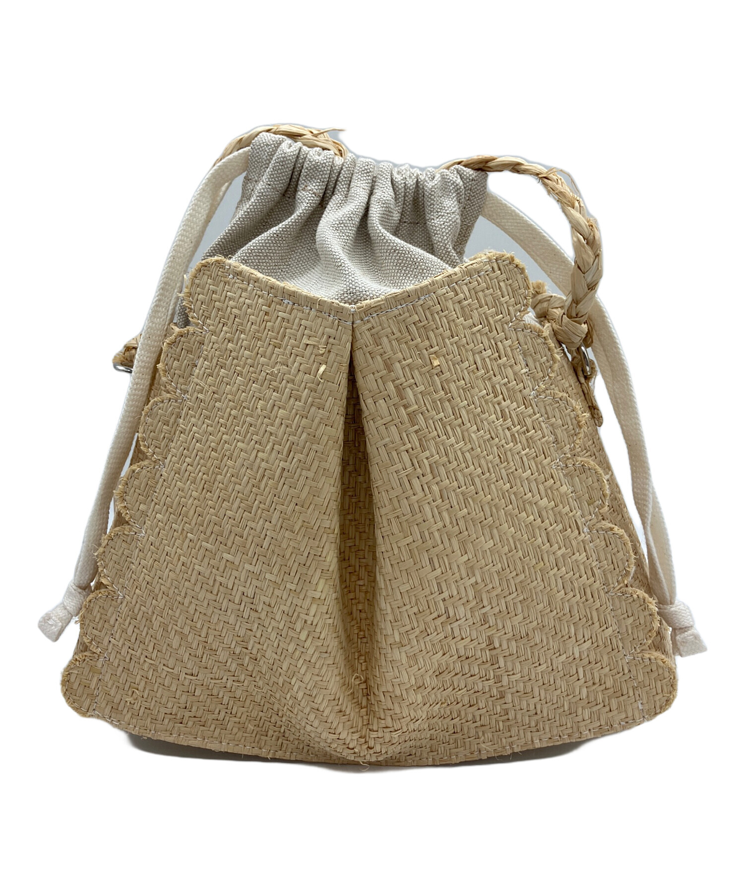 中古・古着通販】LUDLOW (ラドロー) ラフィア巾着バッグ ベージュ 未