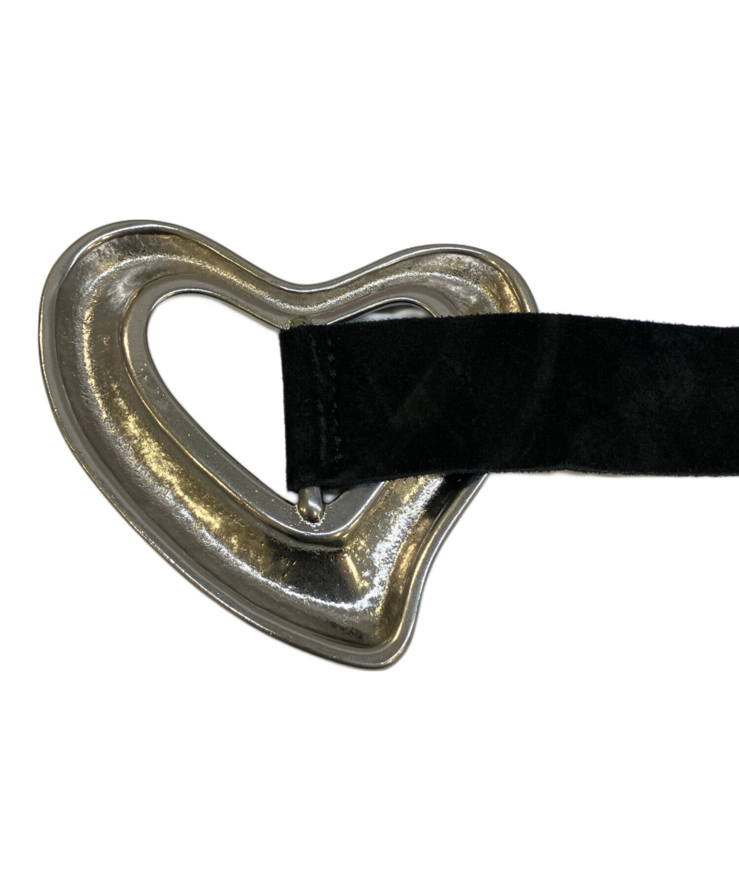 中古・古着通販】SEA (シー) BIG HEART SUEDE BELT ブラック｜ブランド