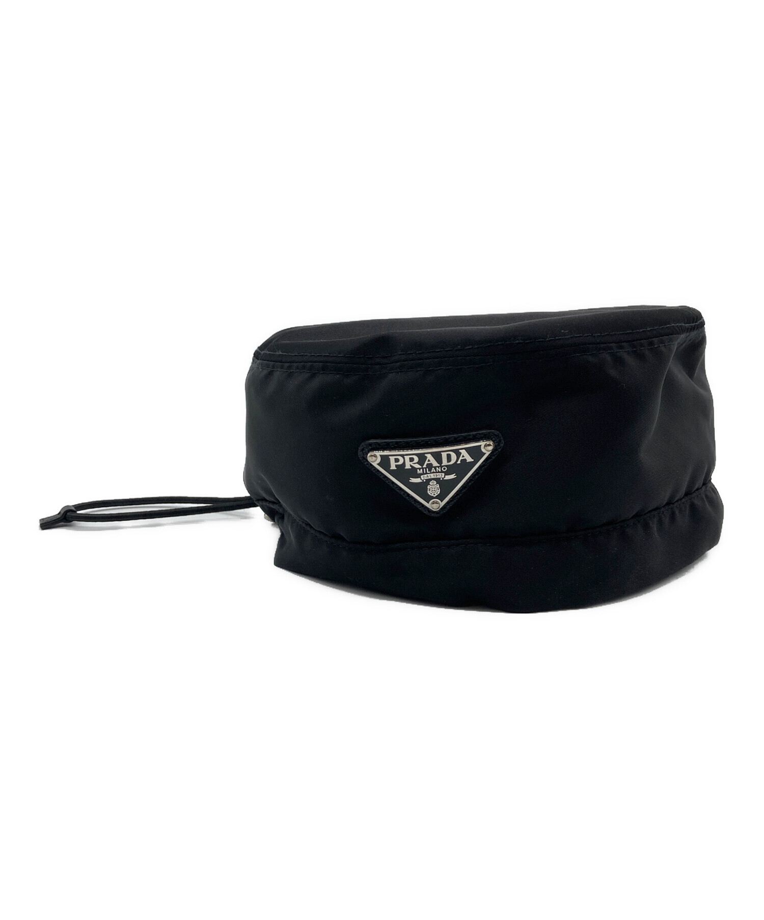 中古・古着通販】PRADA (プラダ) 三角プレート付きベレー帽 ブラック