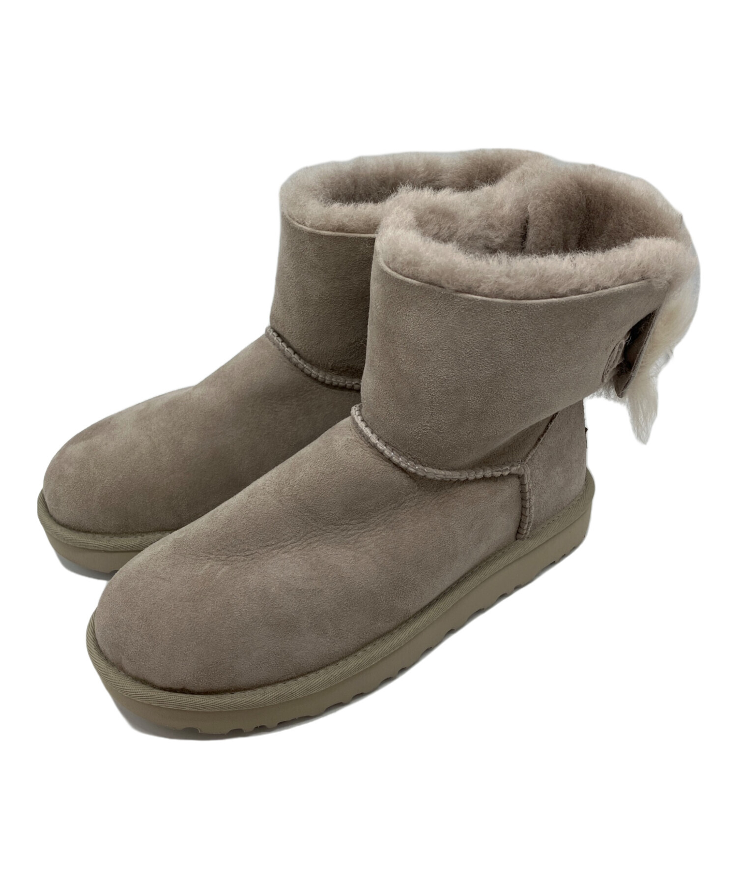 中古・古着通販】UGG (アグ) W FLUFF BOW MINI ムートンブーツ グレー