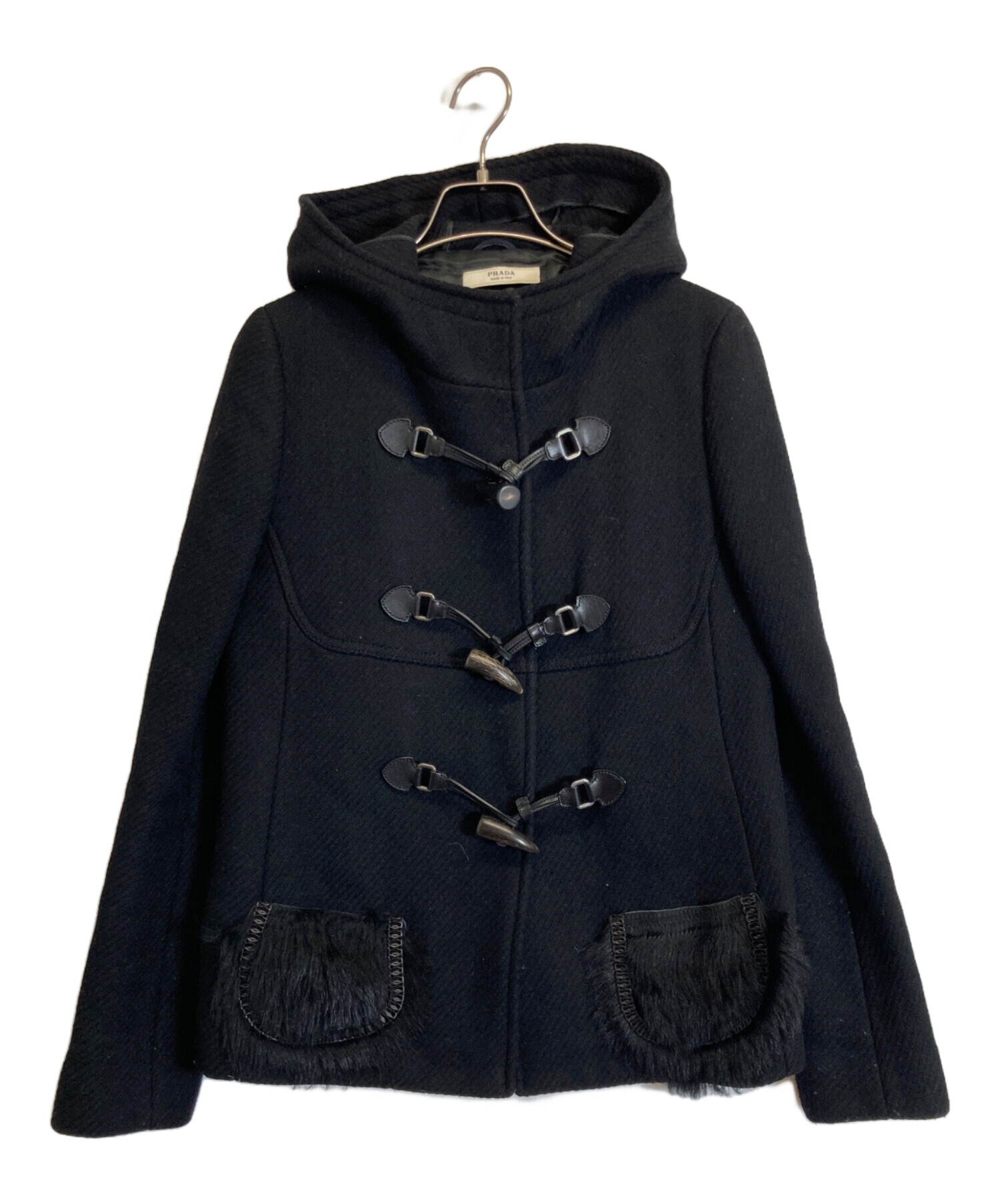 中古・古着通販】PRADA (プラダ) ダッフルコート ブラック サイズ:44