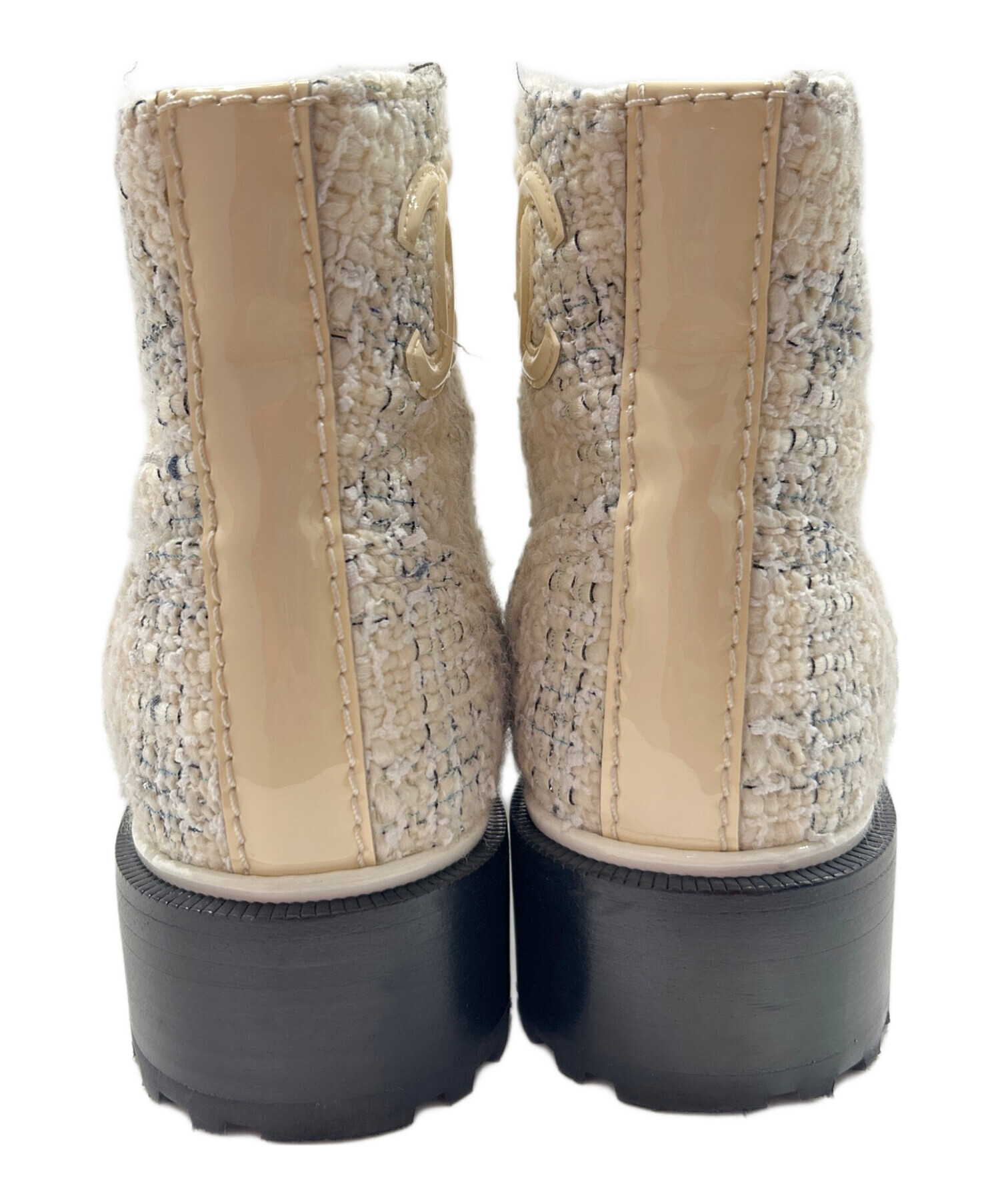 中古・古着通販】CHANEL (シャネル) ココマークツイードショートブーツ