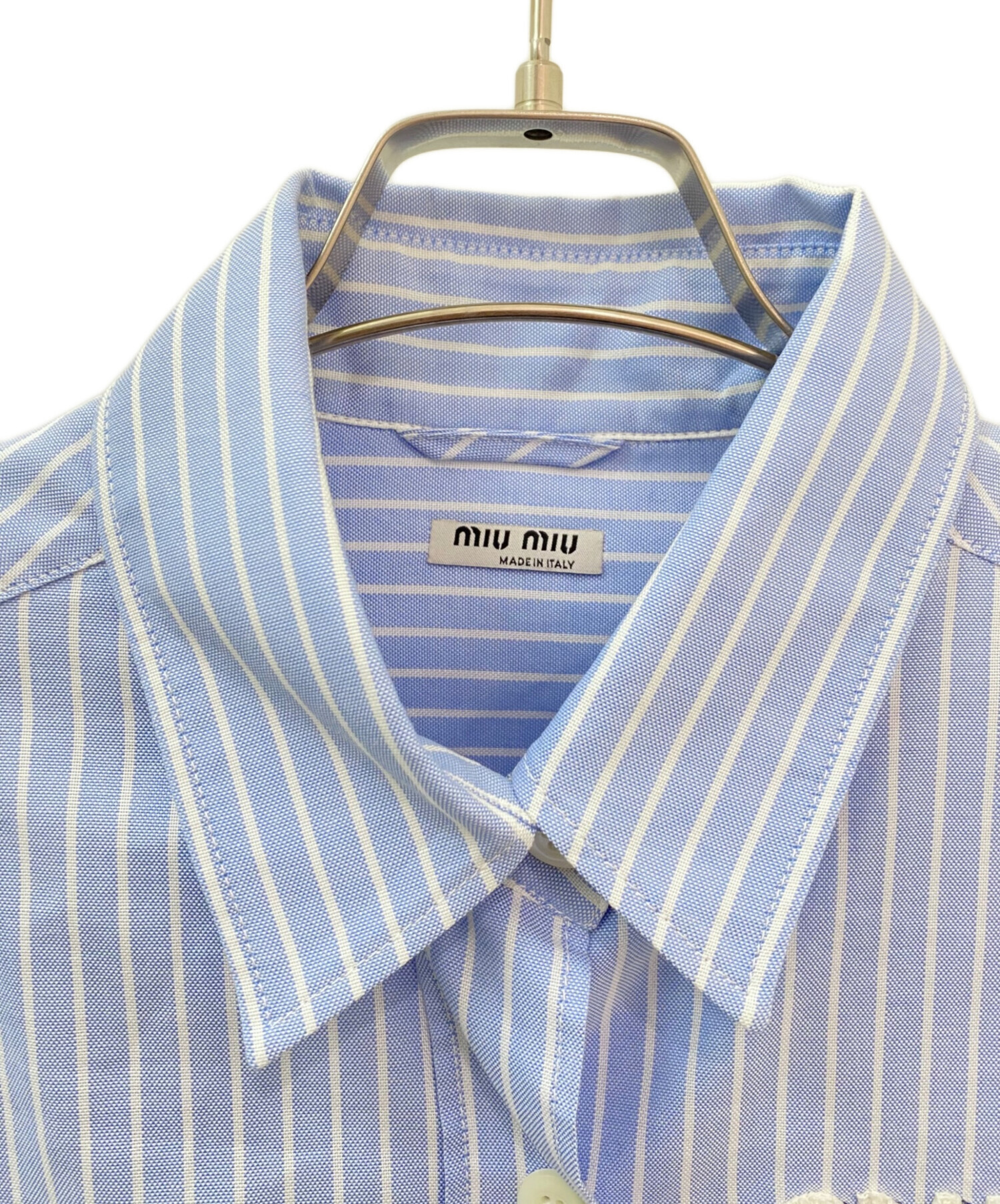 中古・古着通販】MIU MIU (ミュウミュウ) ストライプクロップドシャツ