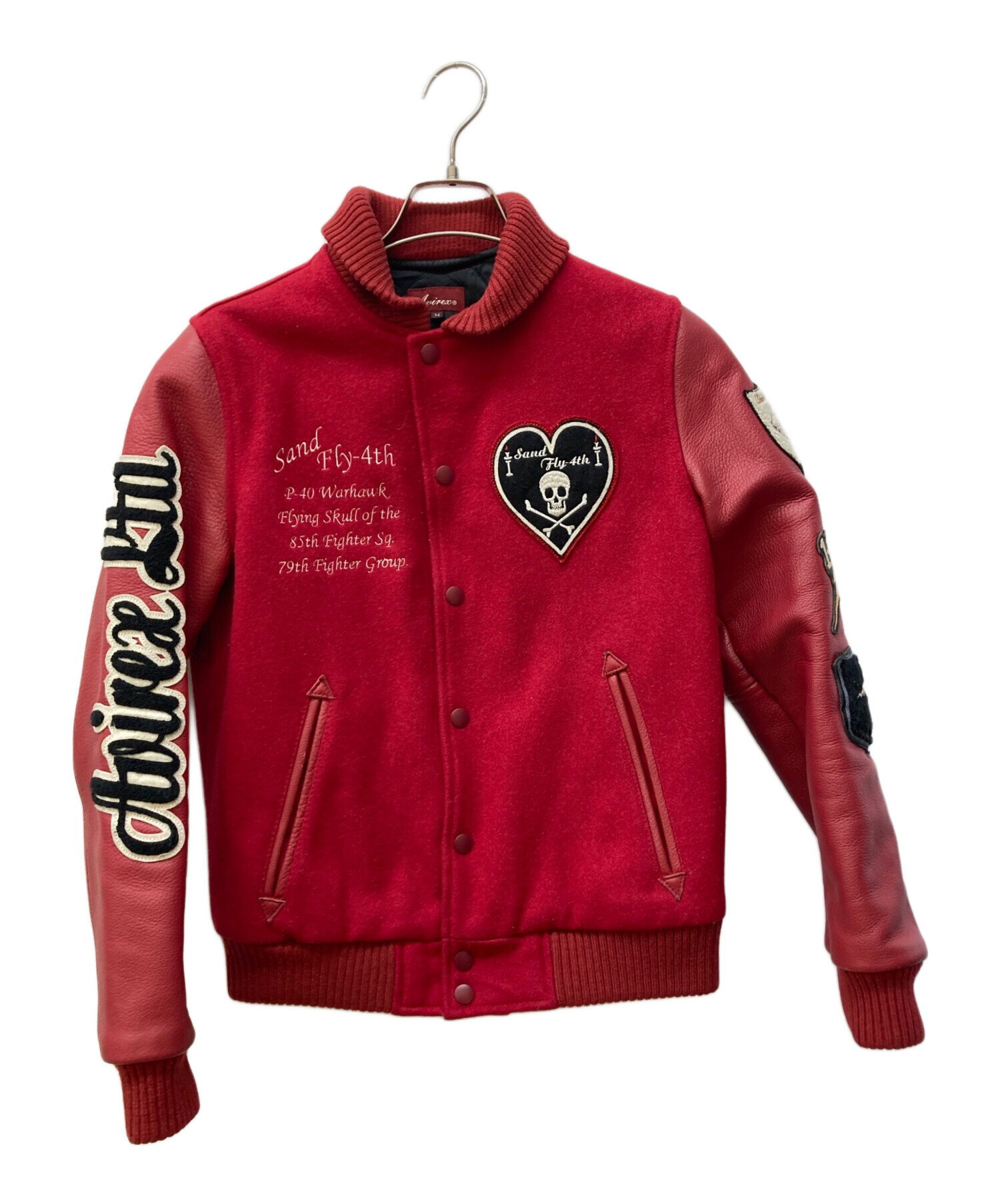 中古・古着通販】AVIREX (アヴィレックス) 袖レザースタジャン レッド