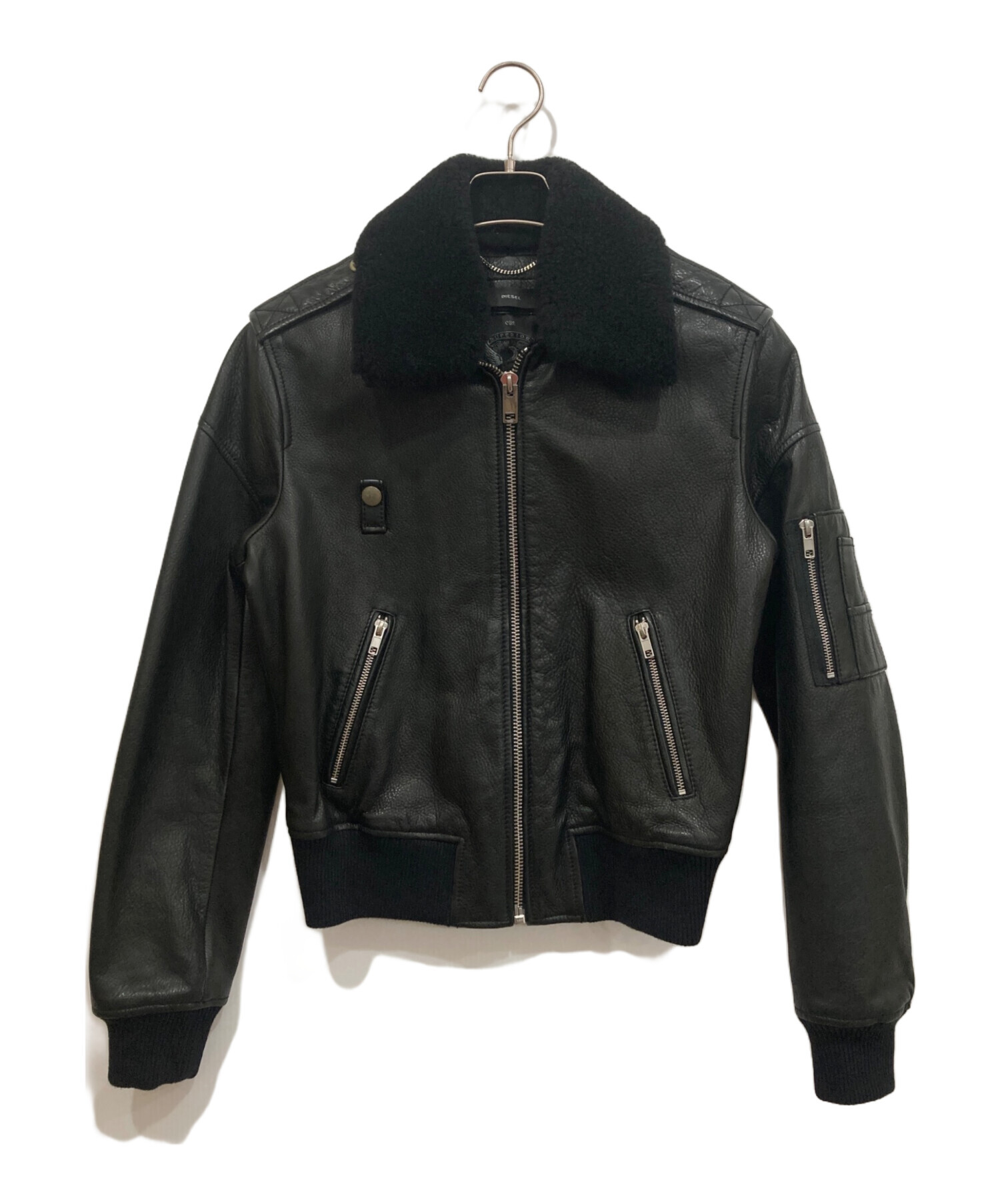 中古・古着通販】DIESEL (ディーゼル) ファー襟ライダースジャケット