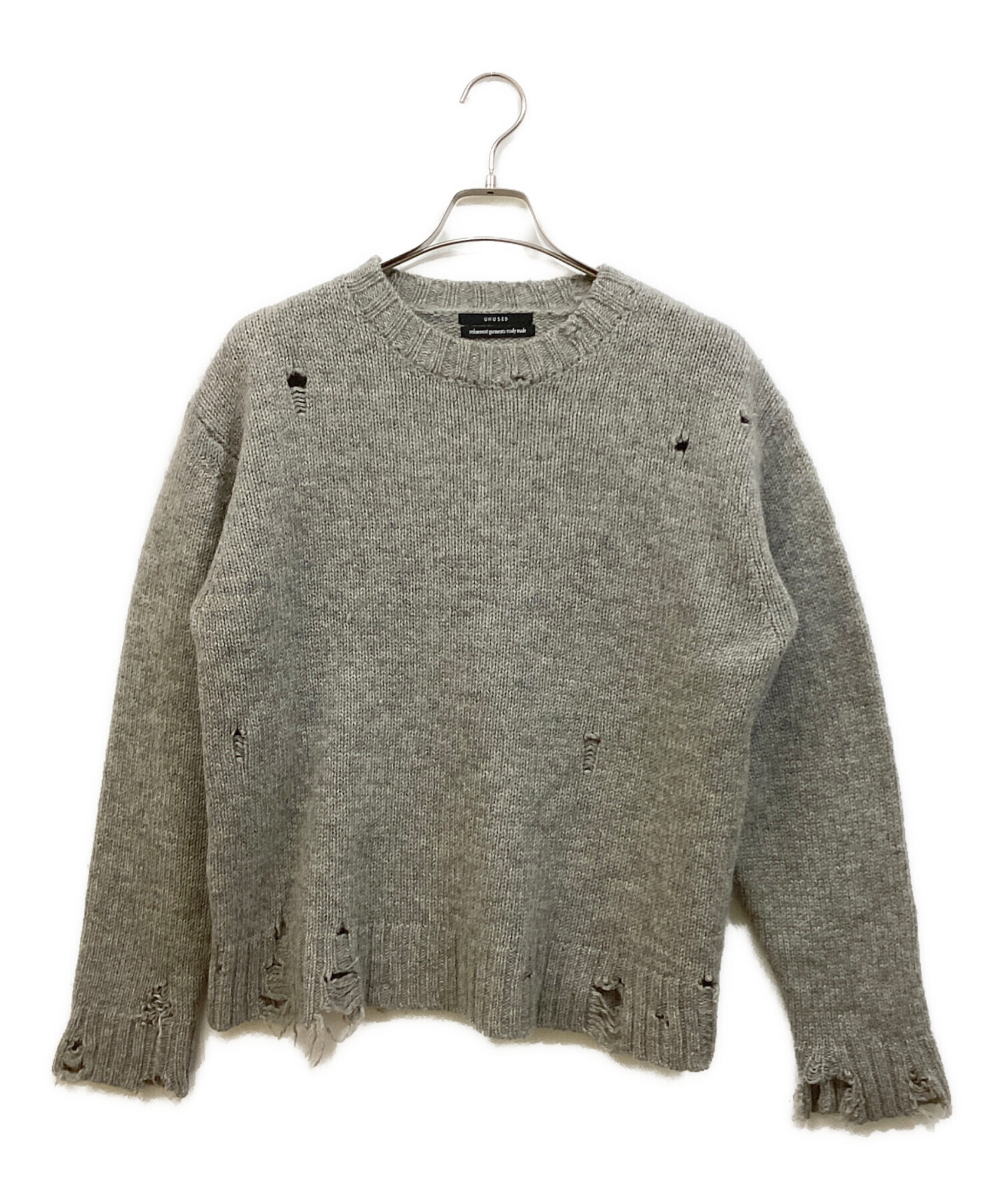 中古・古着通販】UNUSED (アンユーズド) 3G Crew neck damage knit