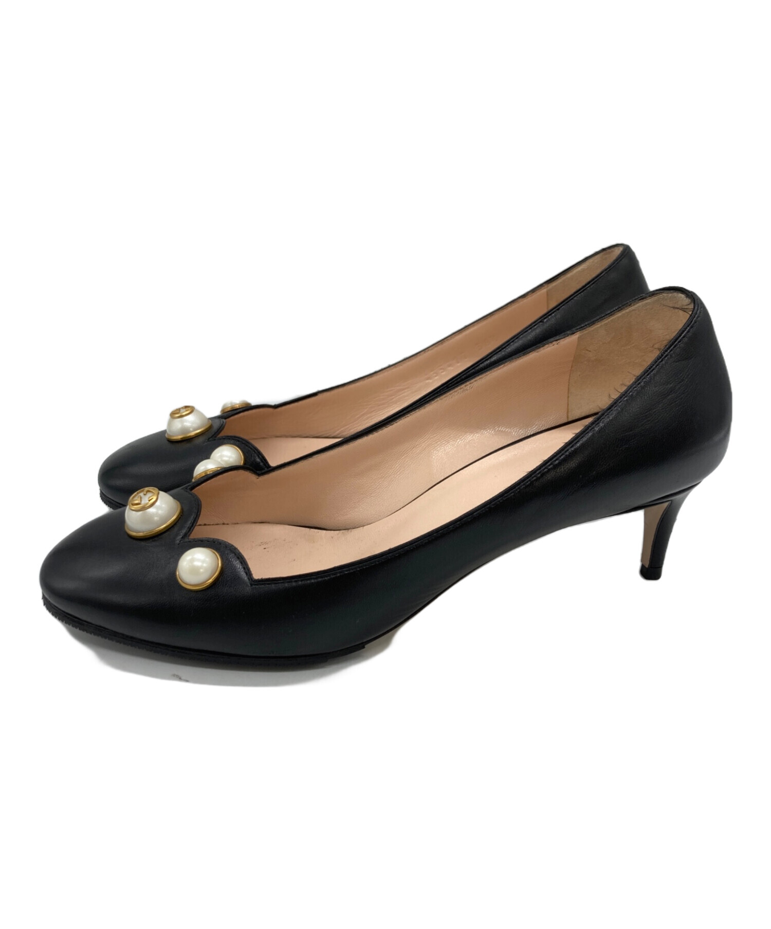 中古・古着通販】GUCCI (グッチ) GGパールパンプス ブラック サイズ